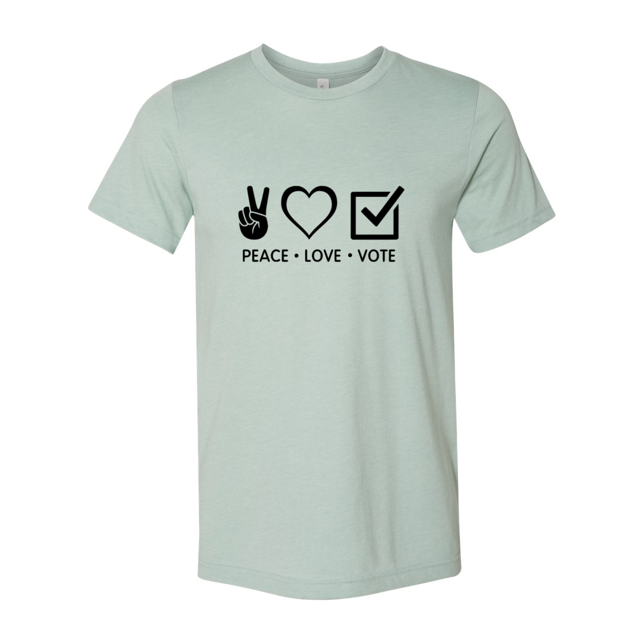 DT0474 Peace Love Vote Shirt in various colors, showcasing its comfortable fit and stylish design.