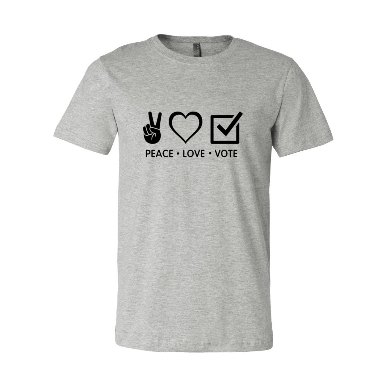 DT0474 Peace Love Vote Shirt in various colors, showcasing its comfortable fit and stylish design.