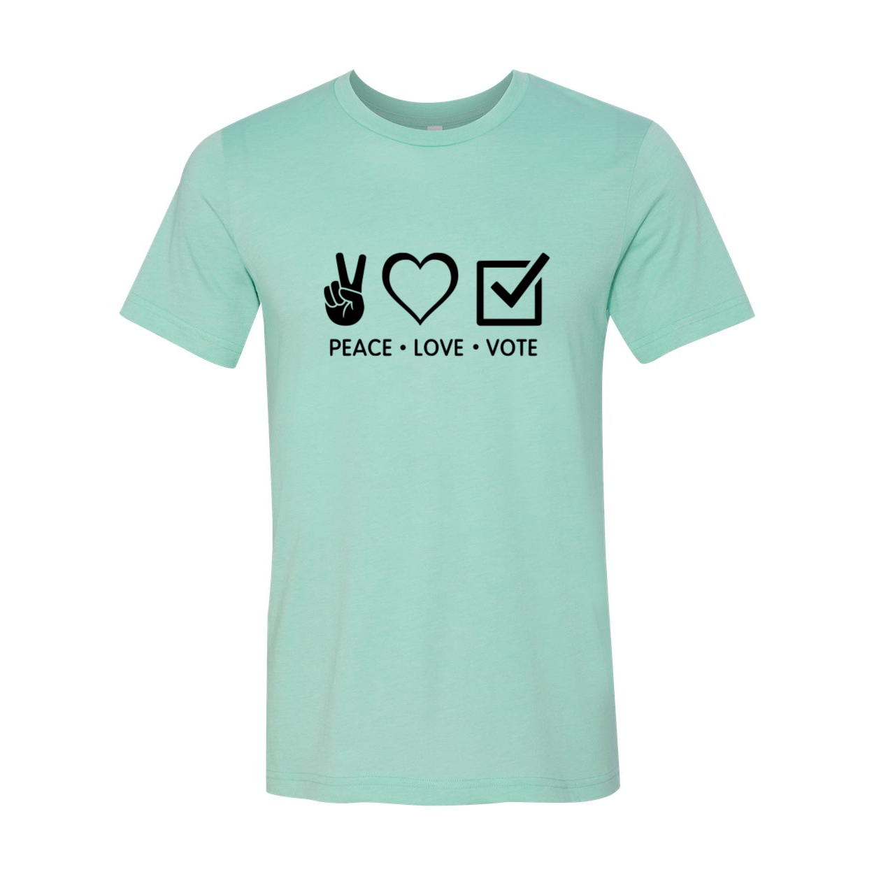 DT0474 Peace Love Vote Shirt in various colors, showcasing its comfortable fit and stylish design.