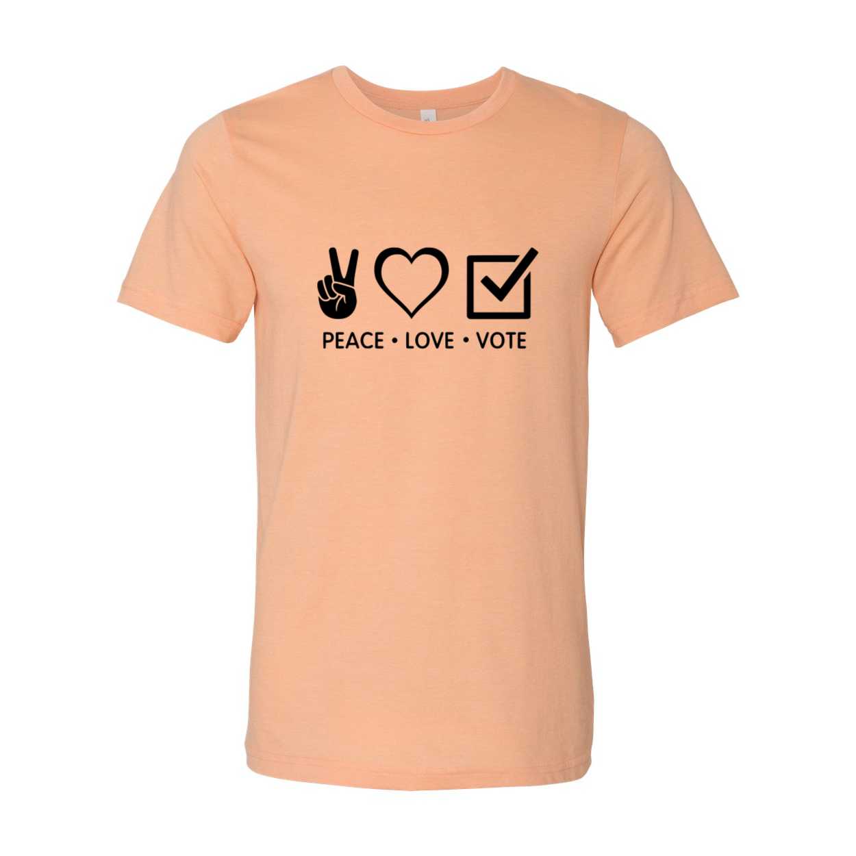 DT0474 Peace Love Vote Shirt in various colors, showcasing its comfortable fit and stylish design.