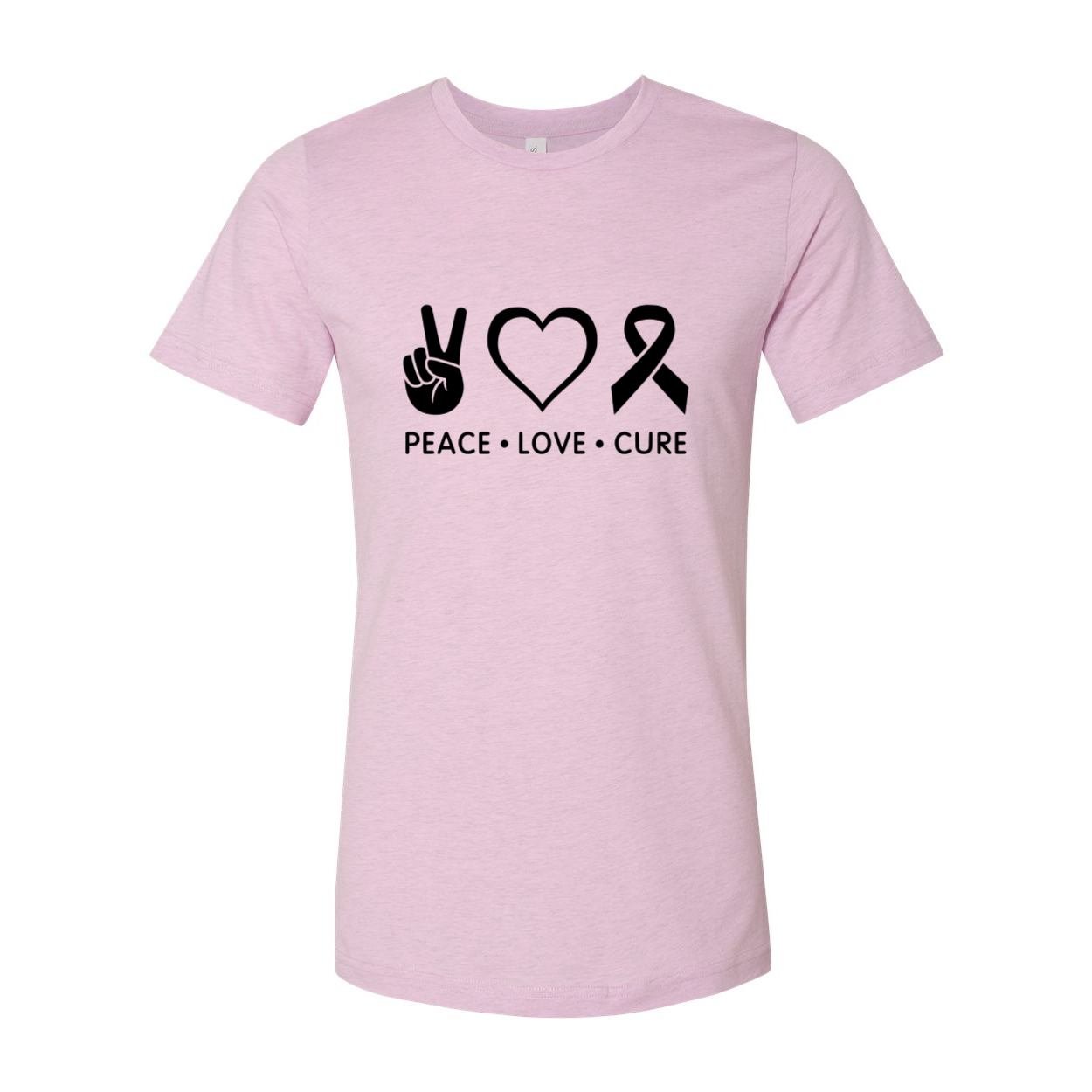 DT0475 Peace Love Cure Shirt in various colors, showcasing its soft fabric and stylish design.