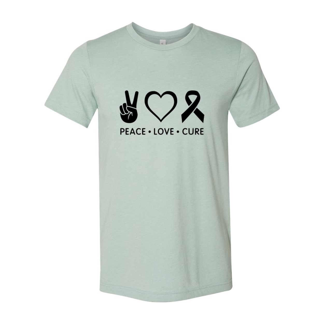 DT0475 Peace Love Cure Shirt in various colors, showcasing its soft fabric and stylish design.