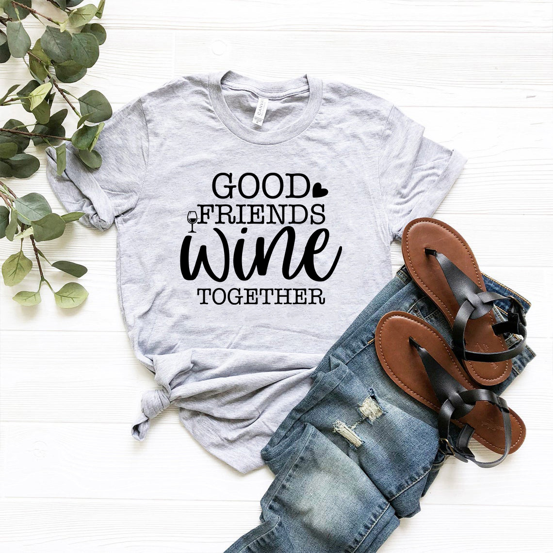 DT0637 Good Friends Wine Together unisex T-shirt in various colors, showcasing a fun wine-themed design.