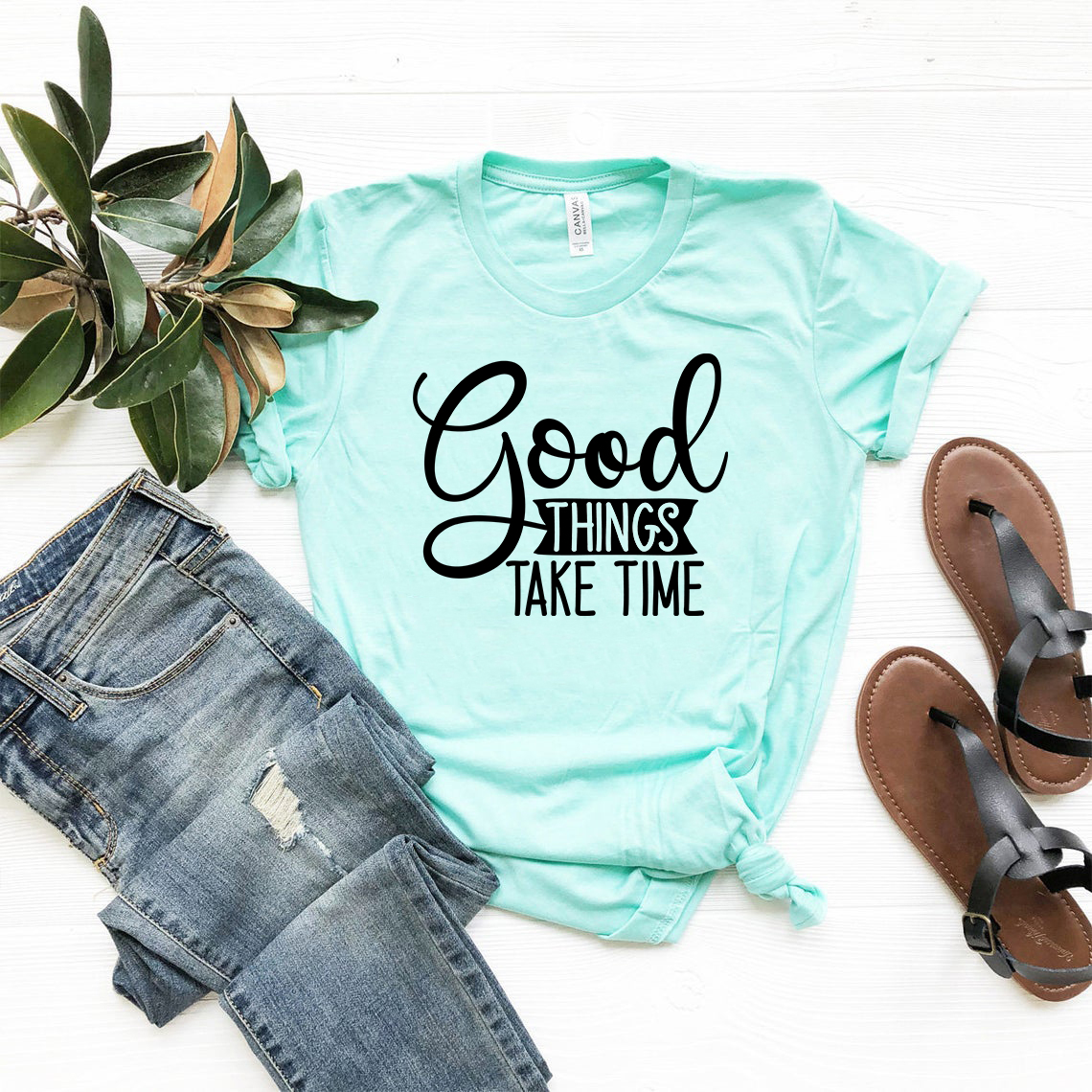 DT0638 Good Things Take Time unisex T-shirt in various colors, showcasing its comfortable fit and stylish design.