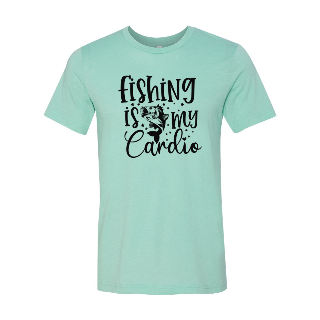 DT0644 Fishing Is My Cardio unisex T-shirt in various colors, showcasing a comfortable fit and high-quality print.