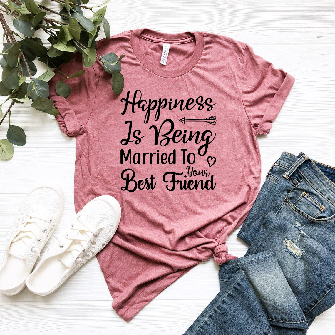 DT0646 Happiness is Being Married to You unisex T-shirt in various colors, showcasing a comfortable fit and high-quality print.