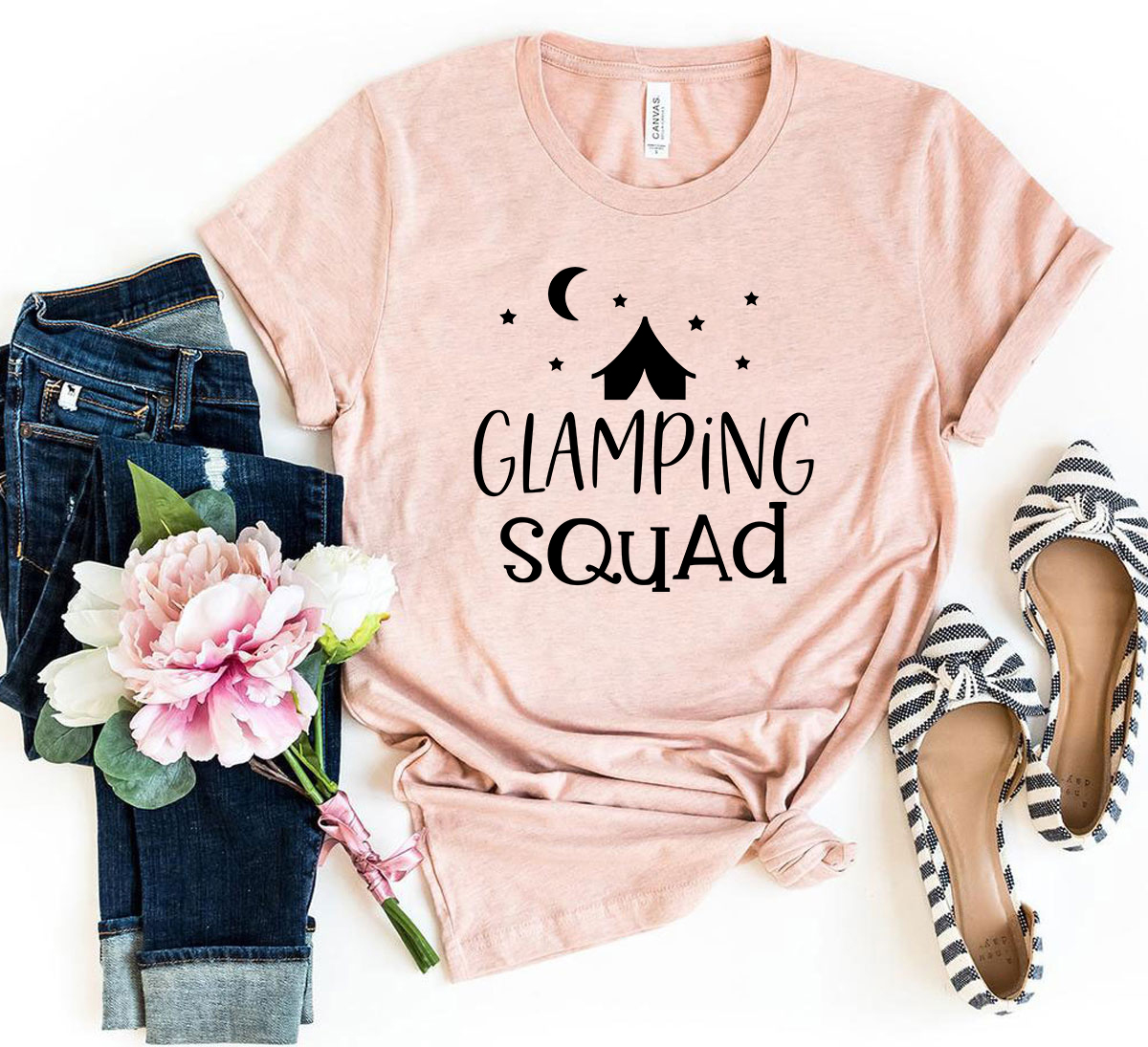 DT0070 Glamping Squad Shirt in various colors, showcasing its soft fabric and stylish design.