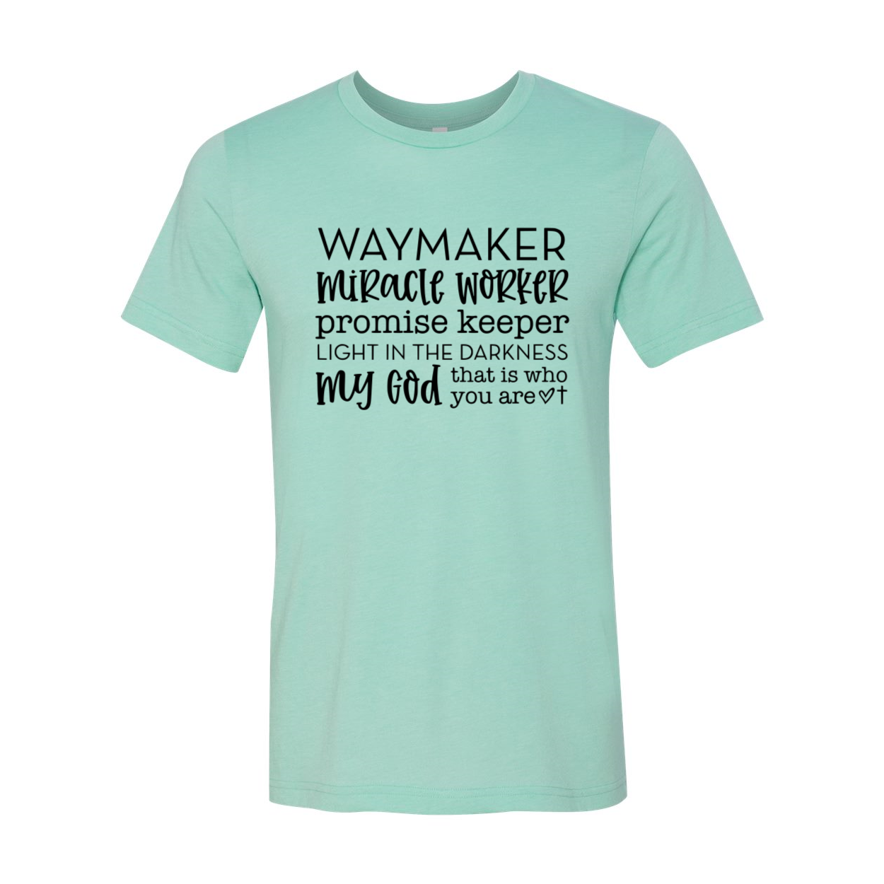 DT0085 Waymaker Miracle Worker Unisex T-shirt in various colors, showcasing its soft fabric and stylish design.