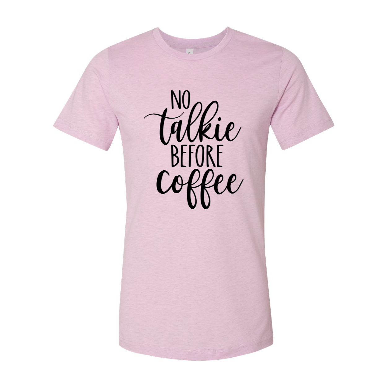 DT0917 No Talkie Before Coffee unisex T-shirt in various colors, showcasing its soft fabric and modern fit.