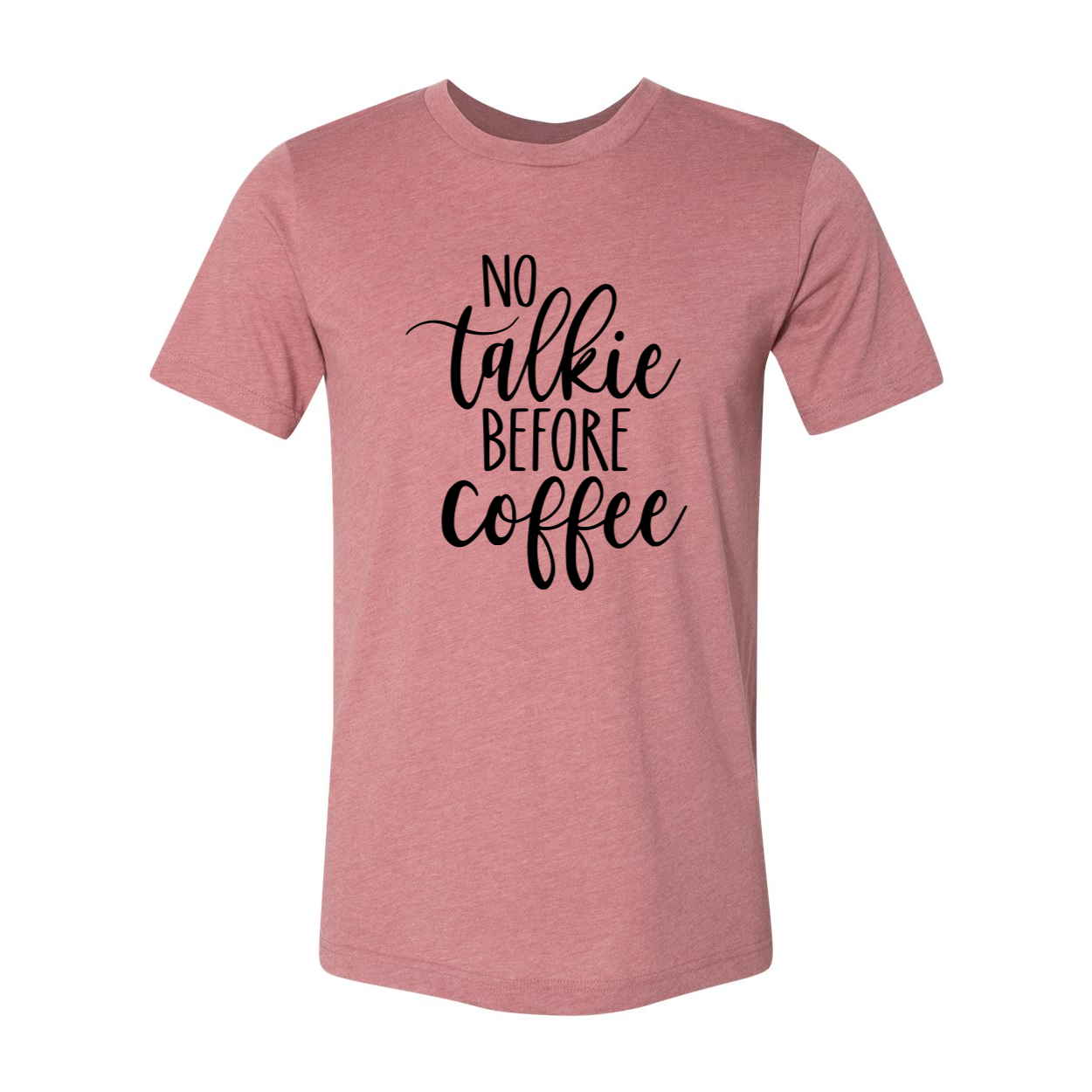 DT0917 No Talkie Before Coffee unisex T-shirt in various colors, showcasing its soft fabric and modern fit.