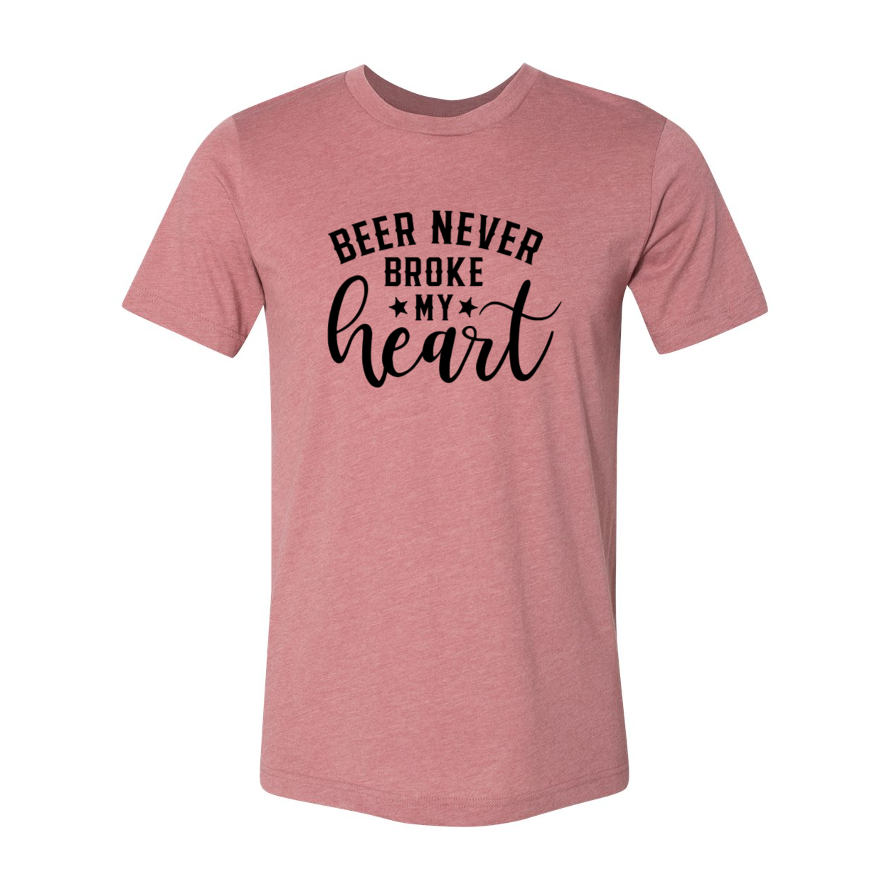 DT0925 Beer Never Broke My Heart Unisex T-shirt in various colors, showcasing its comfortable design and high-quality print.