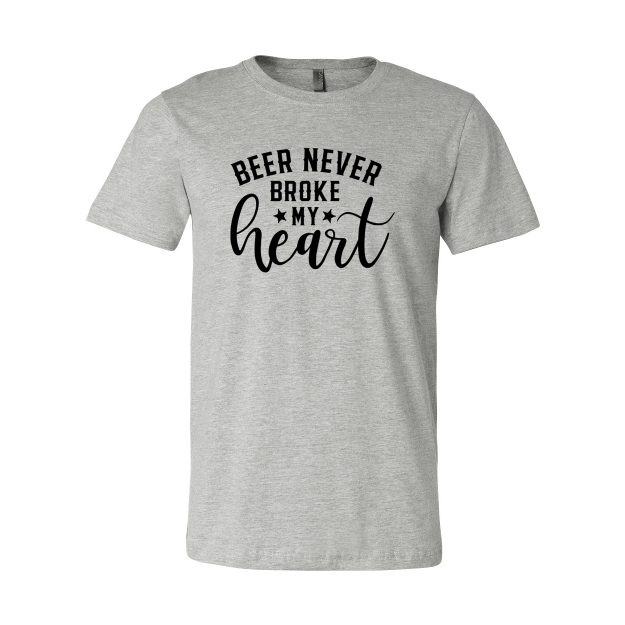 DT0925 Beer Never Broke My Heart Unisex T-shirt in various colors, showcasing its comfortable design and high-quality print.