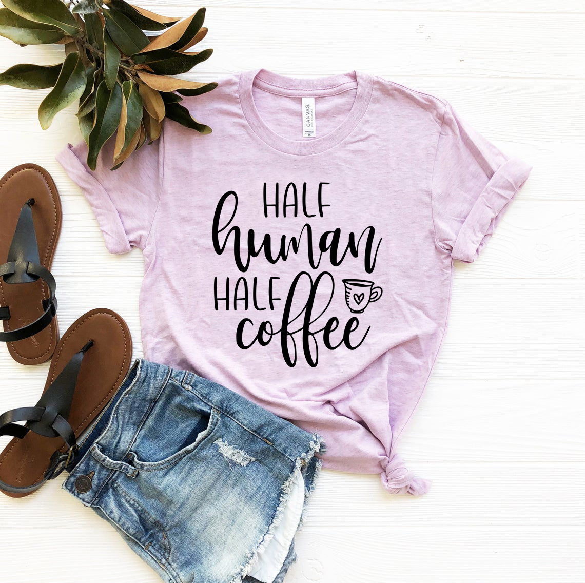 DT0932 Half Human Half Coffee unisex T-shirt in various colors, showcasing a comfortable fit and high-quality print.