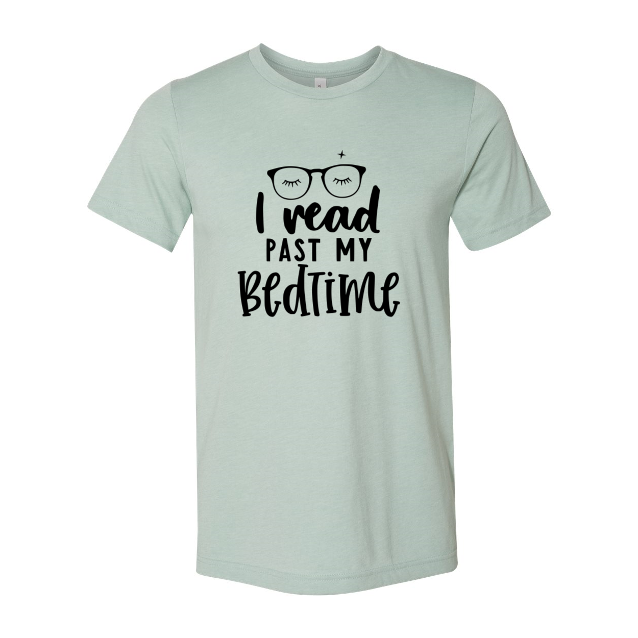 Unisex T-shirt featuring the phrase 'I Read Past My Bedtime' in a stylish print, made from soft ring spun cotton, available in multiple colors.