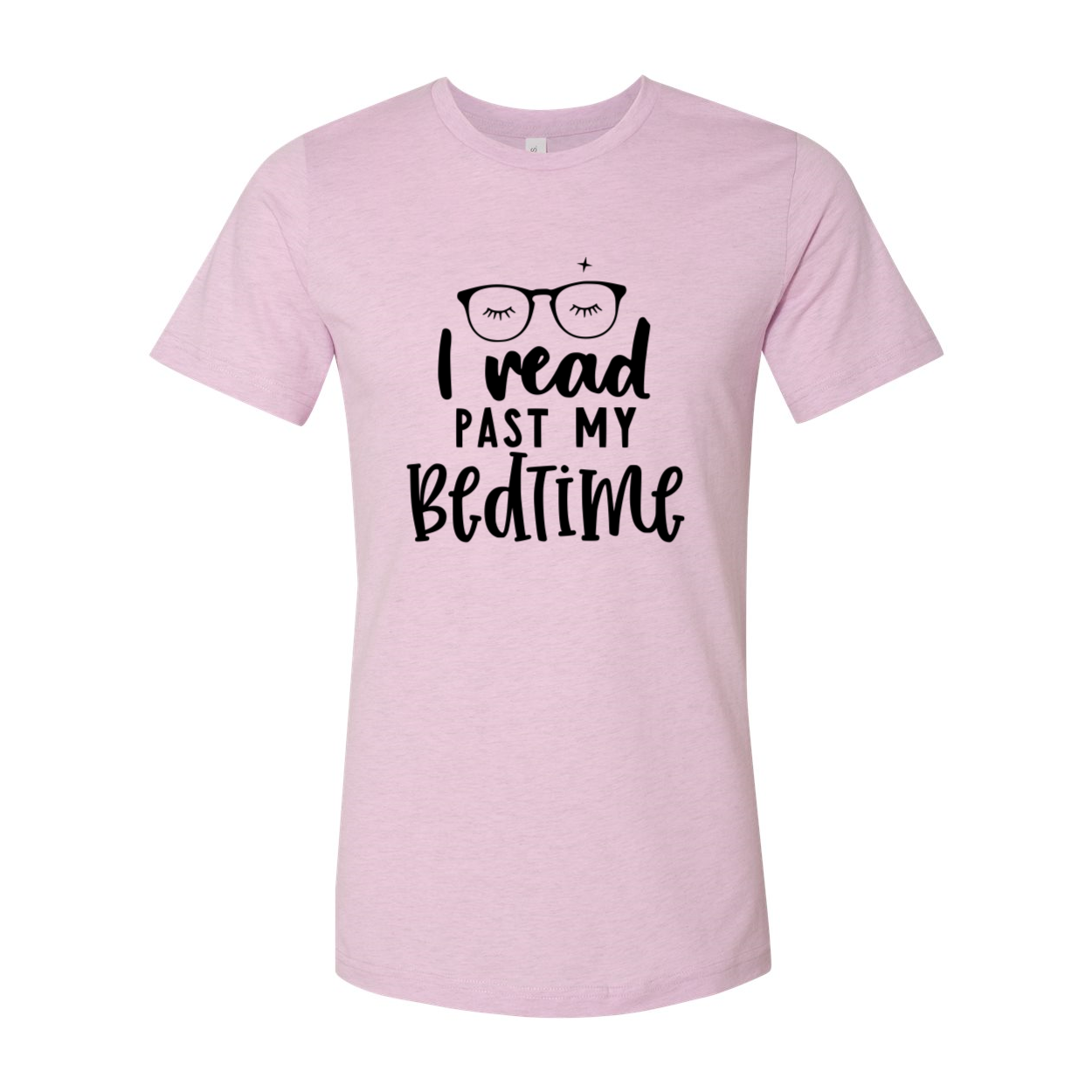 Unisex T-shirt featuring the phrase 'I Read Past My Bedtime' in a stylish print, made from soft ring spun cotton, available in multiple colors.