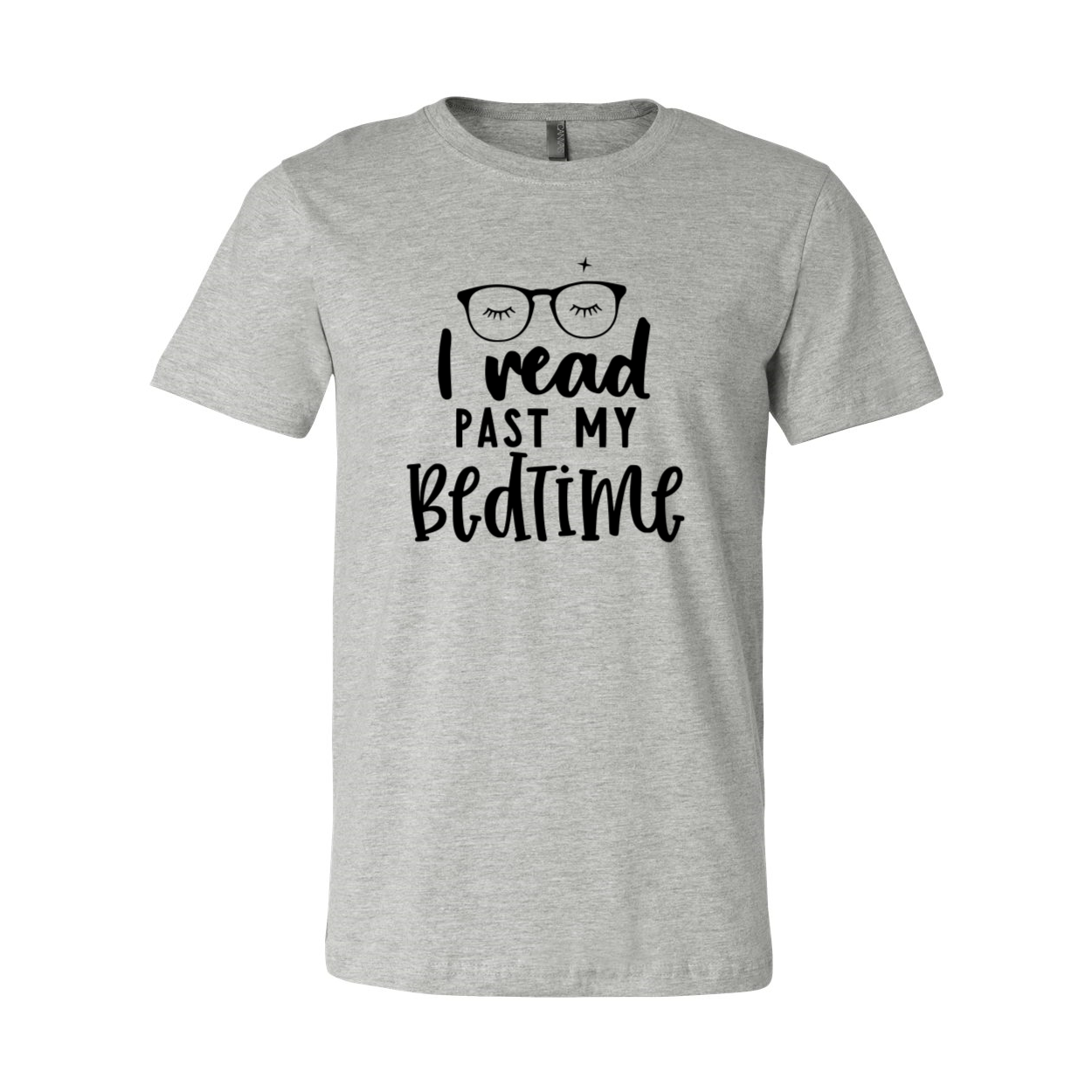 Unisex T-shirt featuring the phrase 'I Read Past My Bedtime' in a stylish print, made from soft ring spun cotton, available in multiple colors.