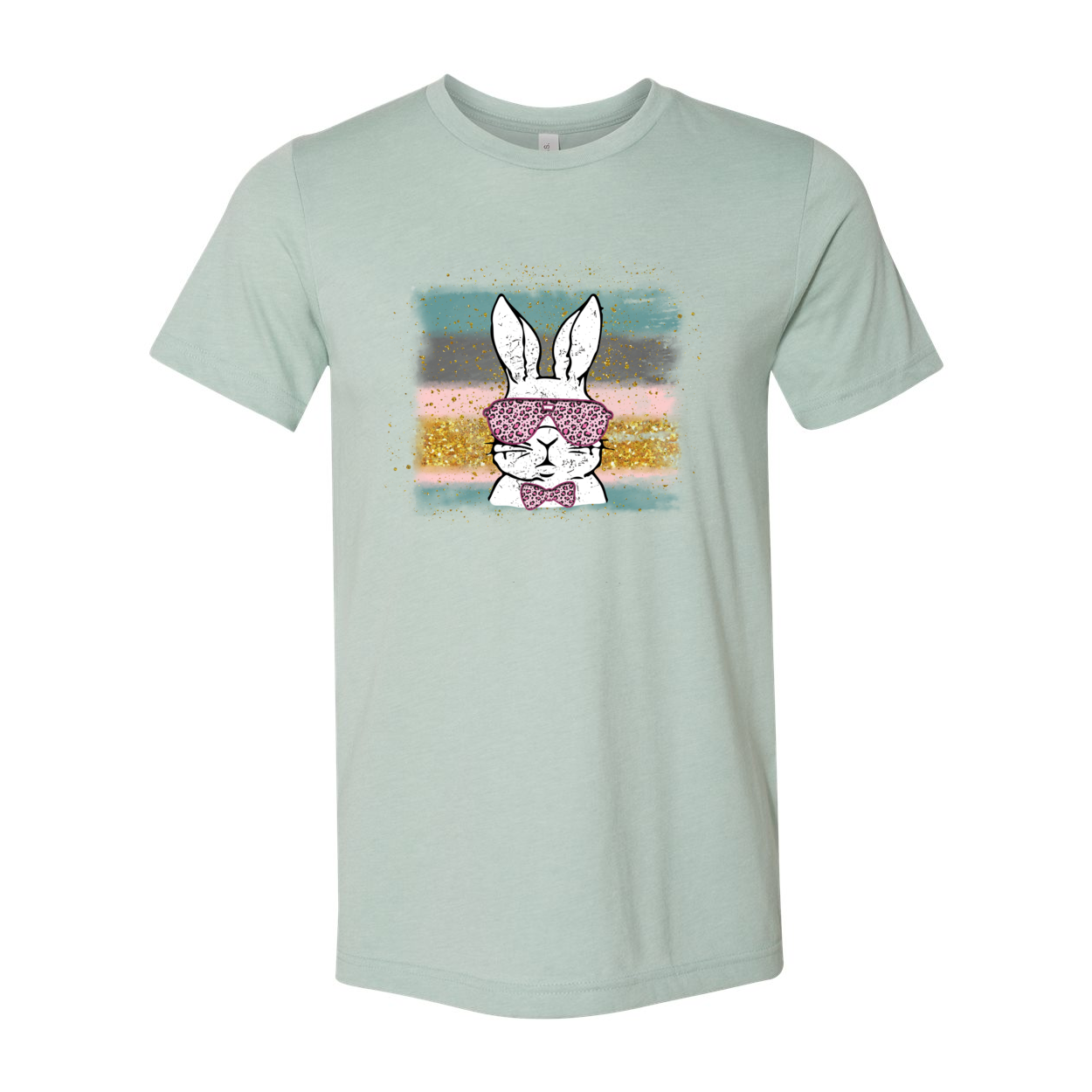 A colorful Easter Bunny Shirt made from soft ring spun cotton, featuring a classic crew neck and short sleeves, perfect for festive celebrations.