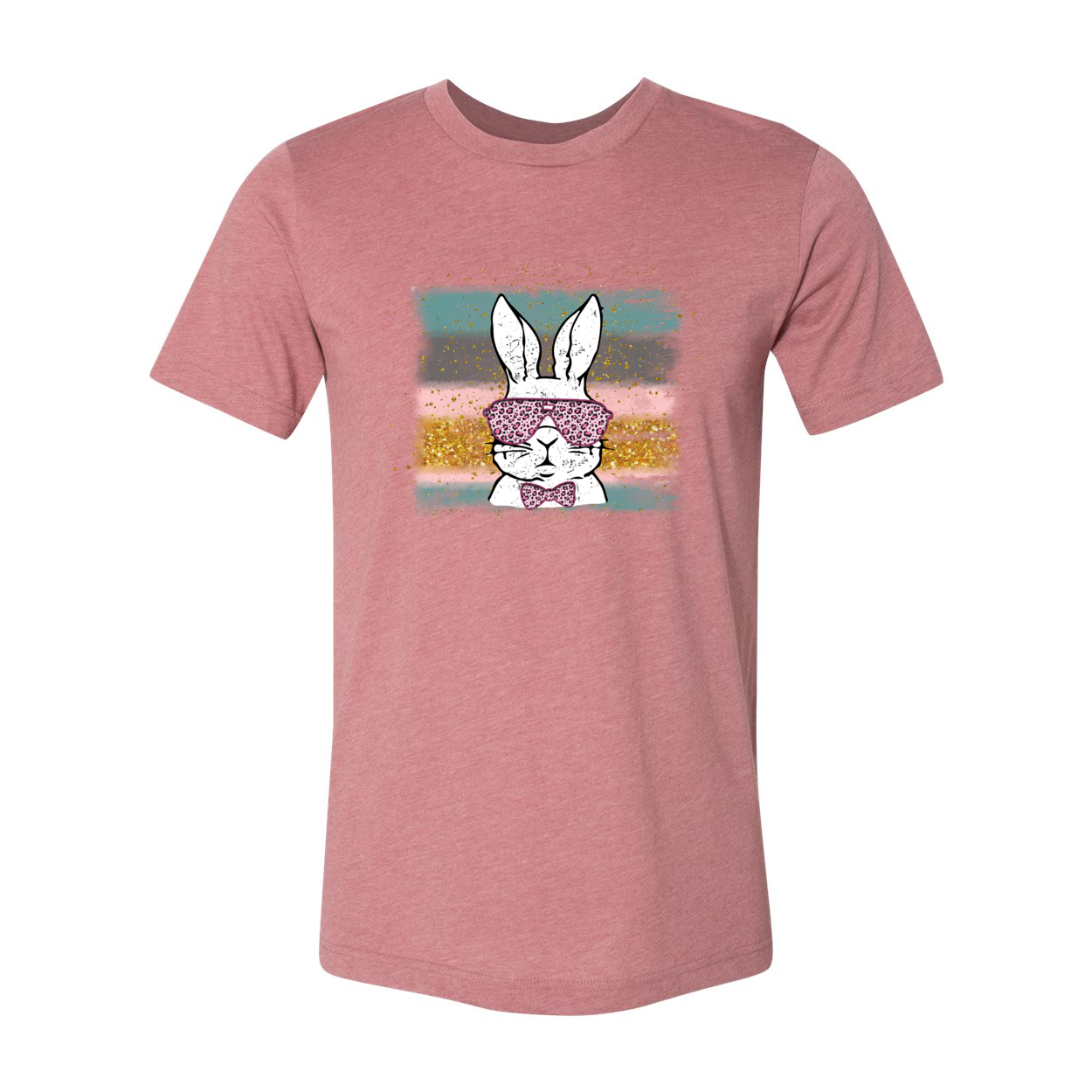 A colorful Easter Bunny Shirt made from soft ring spun cotton, featuring a classic crew neck and short sleeves, perfect for festive celebrations.