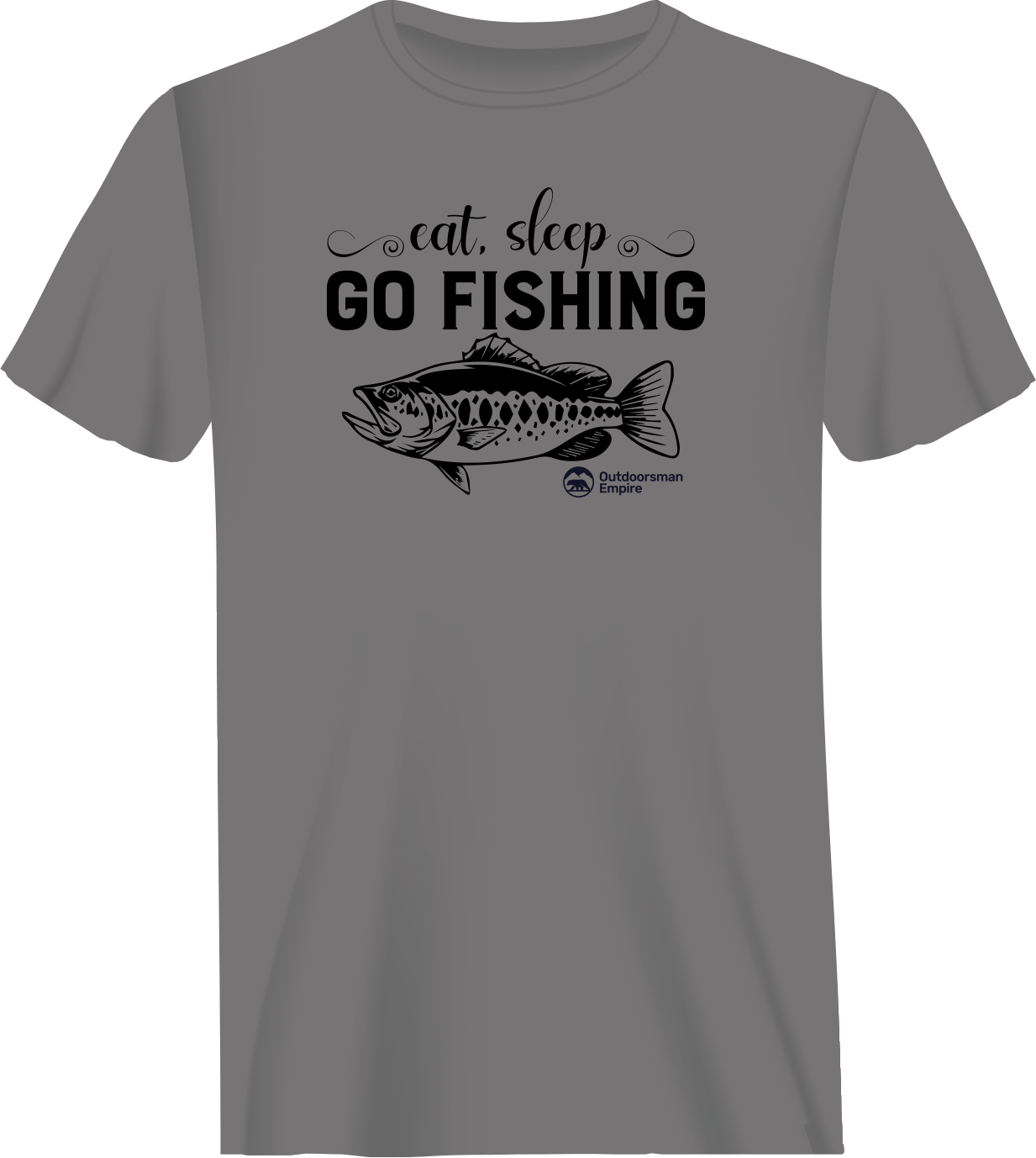 Eat Sleep Go Fishing Man T-Shirt featuring a bold fishing-themed design, made from soft ringspun cotton.