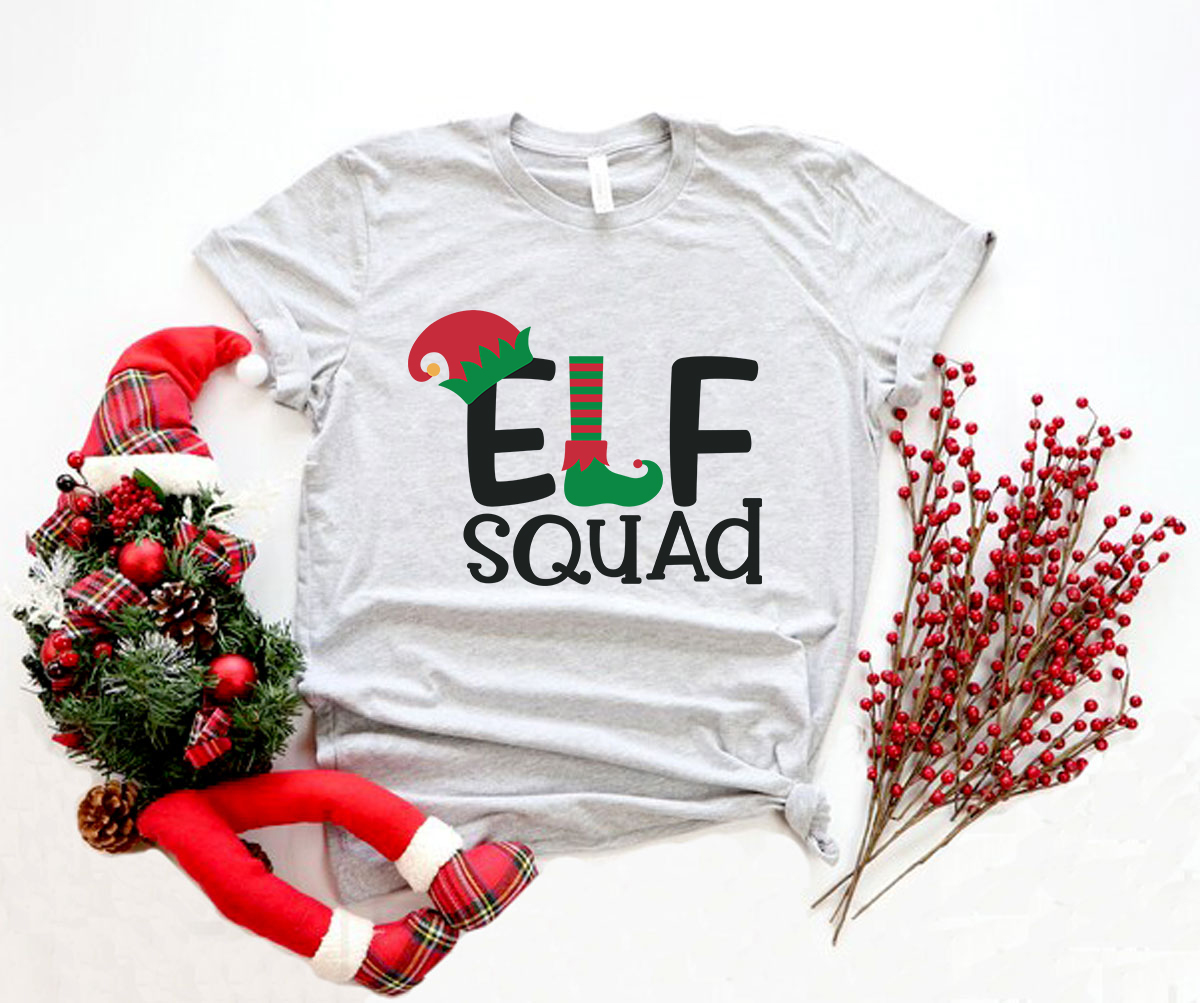 A stylish unisex Elf Squad Shirt made from soft ring spun cotton, available in various colors and sizes.