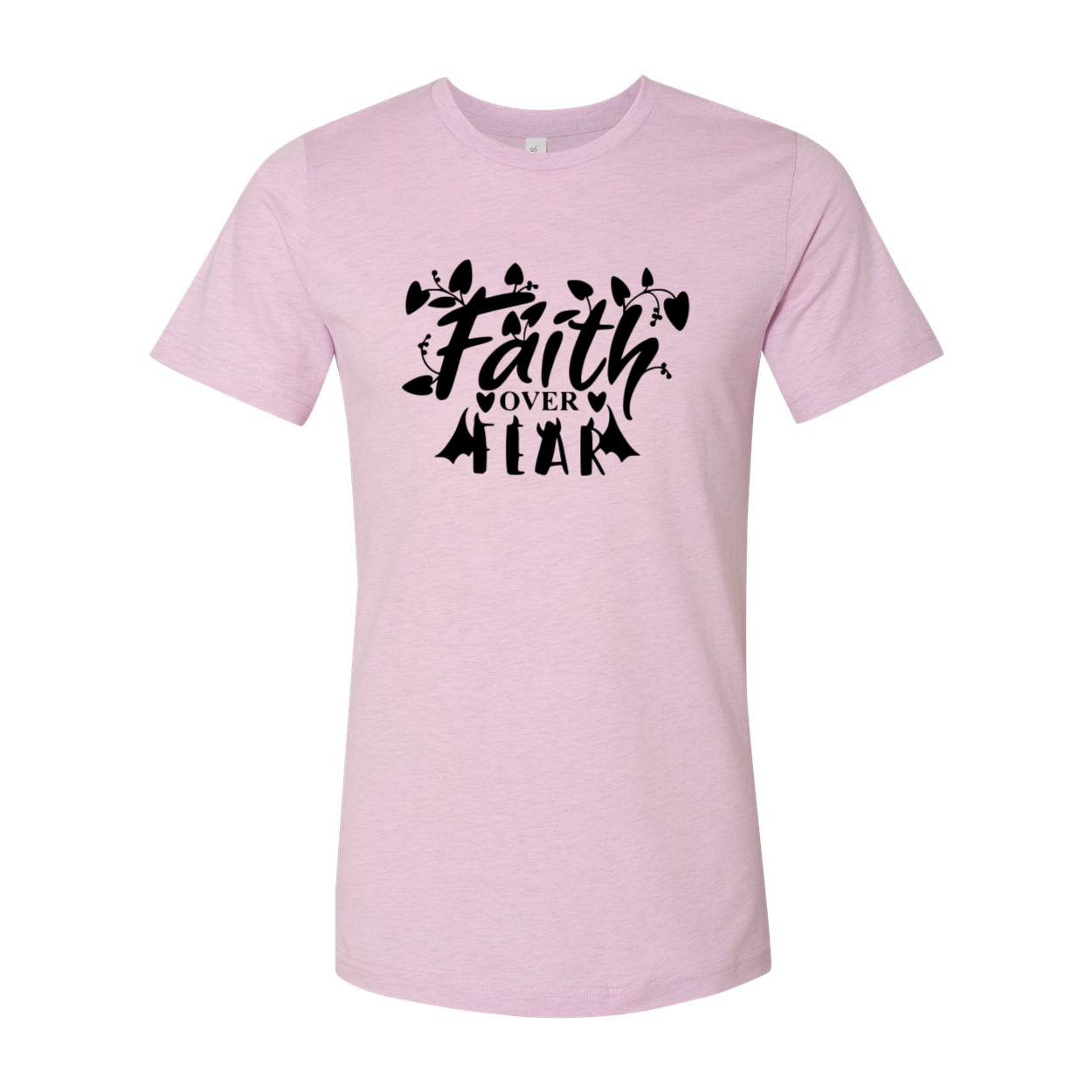 A unisex Faith Over Fear Shirt made from soft ring spun cotton, featuring a crew neck and available in multiple colors.