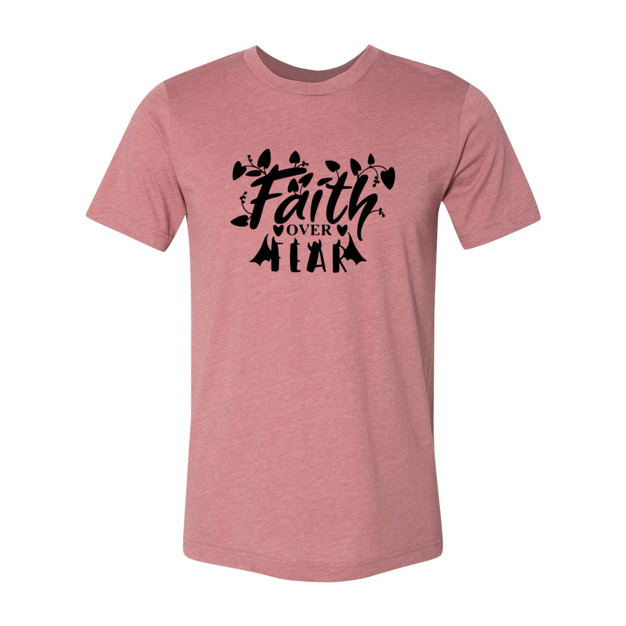 A unisex Faith Over Fear Shirt made from soft ring spun cotton, featuring a crew neck and available in multiple colors.