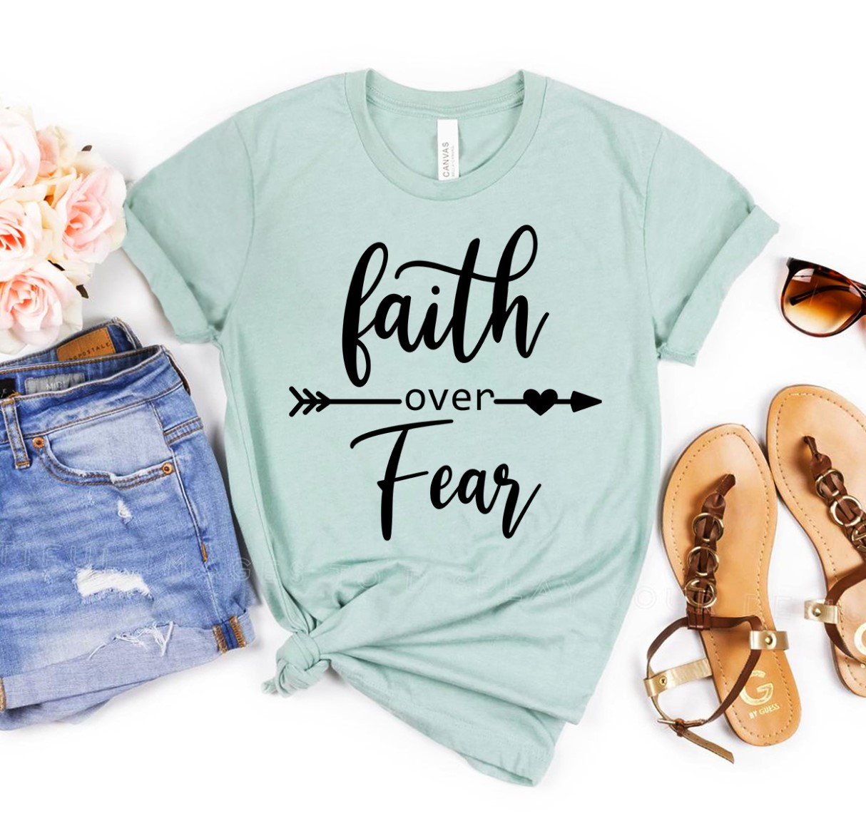 Faith Over Fear Shirt made from premium ring spun cotton with a stylish design and soft textile flex print.