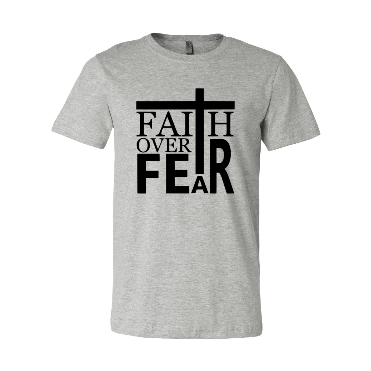 A unisex Faith Over Fear Shirt made from soft ring spun cotton, showcasing its vibrant colors and modern fit.