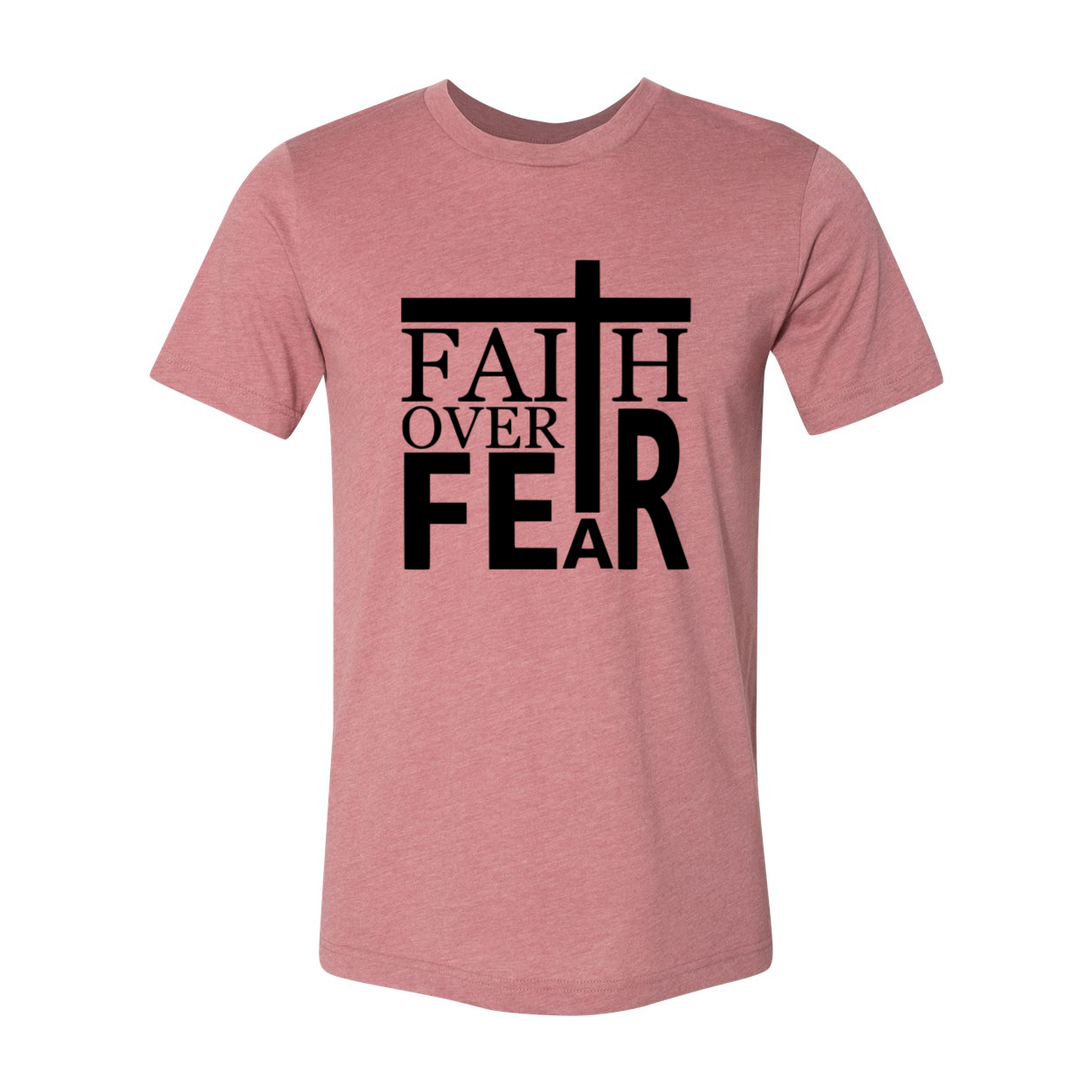 A unisex Faith Over Fear Shirt made from soft ring spun cotton, showcasing its vibrant colors and modern fit.