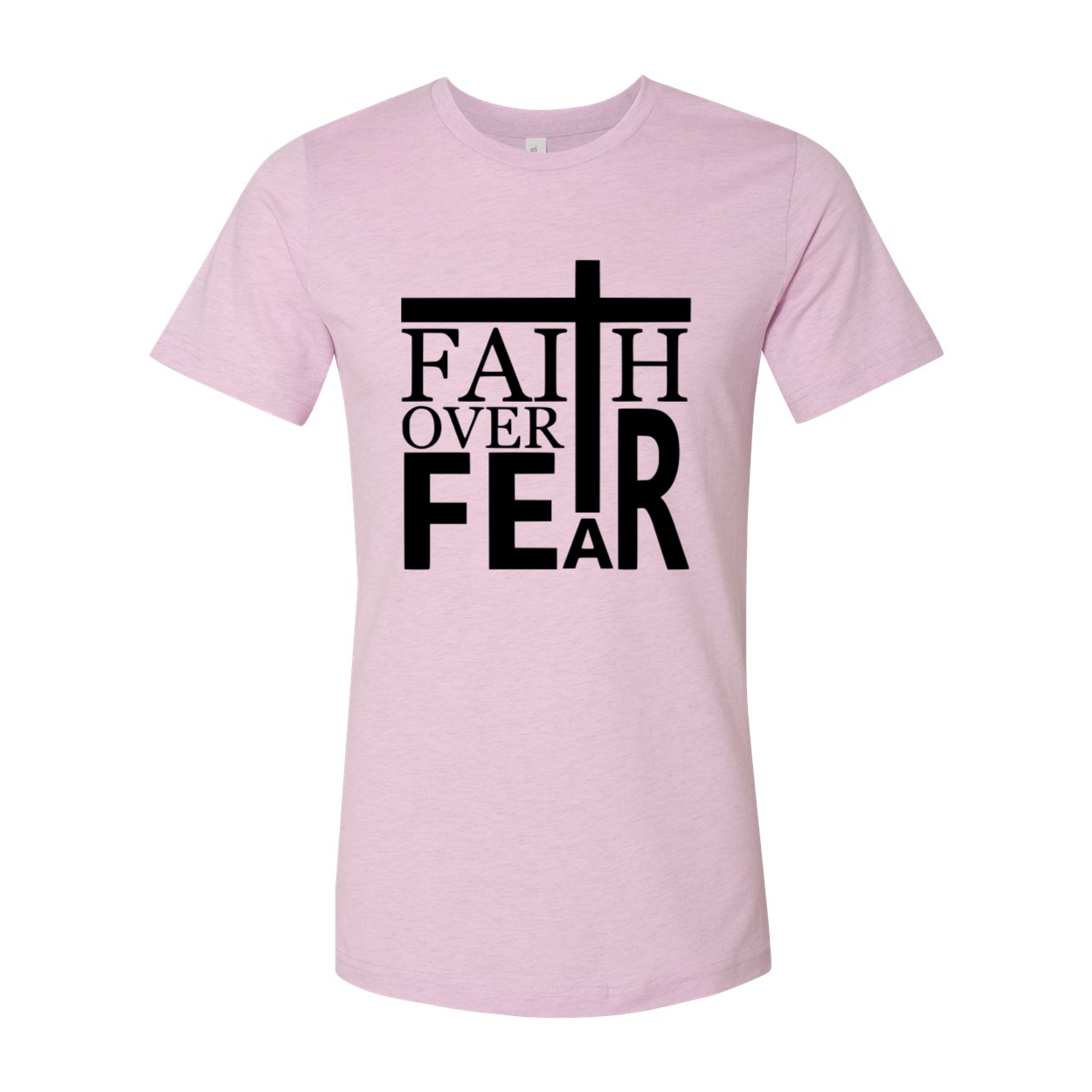 A unisex Faith Over Fear Shirt made from soft ring spun cotton, showcasing its vibrant colors and modern fit.