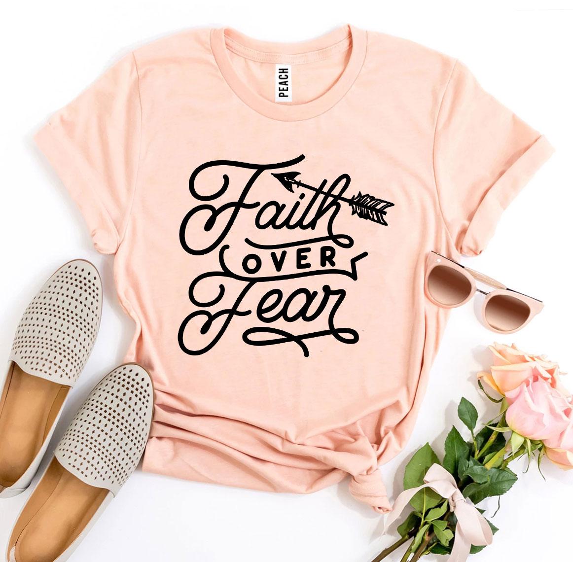 Faith Over Fear T-shirt made from premium ring spun cotton, featuring a soft feel and high-quality flex print design.