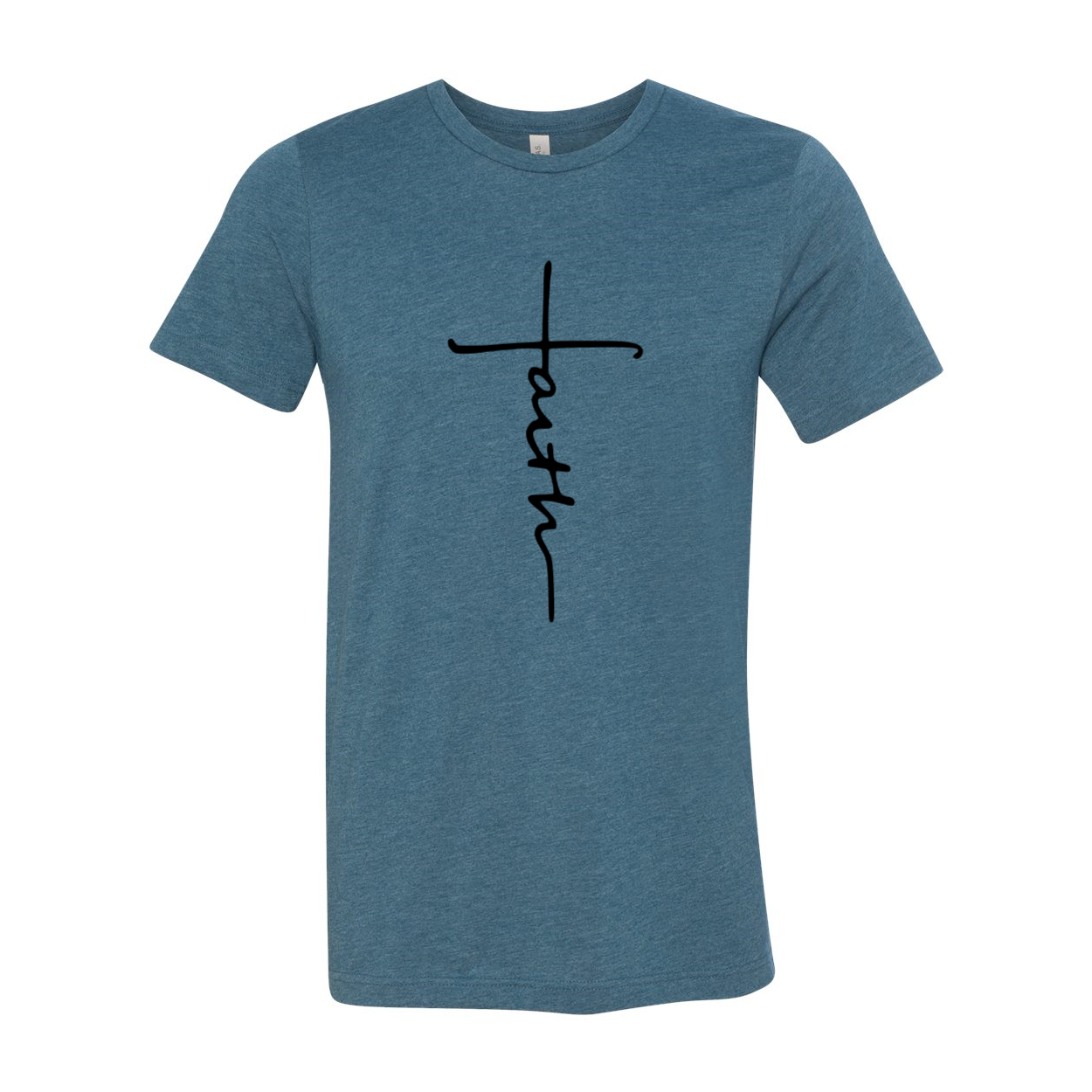 A stylish unisex Faith Shirt made from soft ring spun cotton, available in multiple colors and sizes, featuring a crew neck and short sleeves.