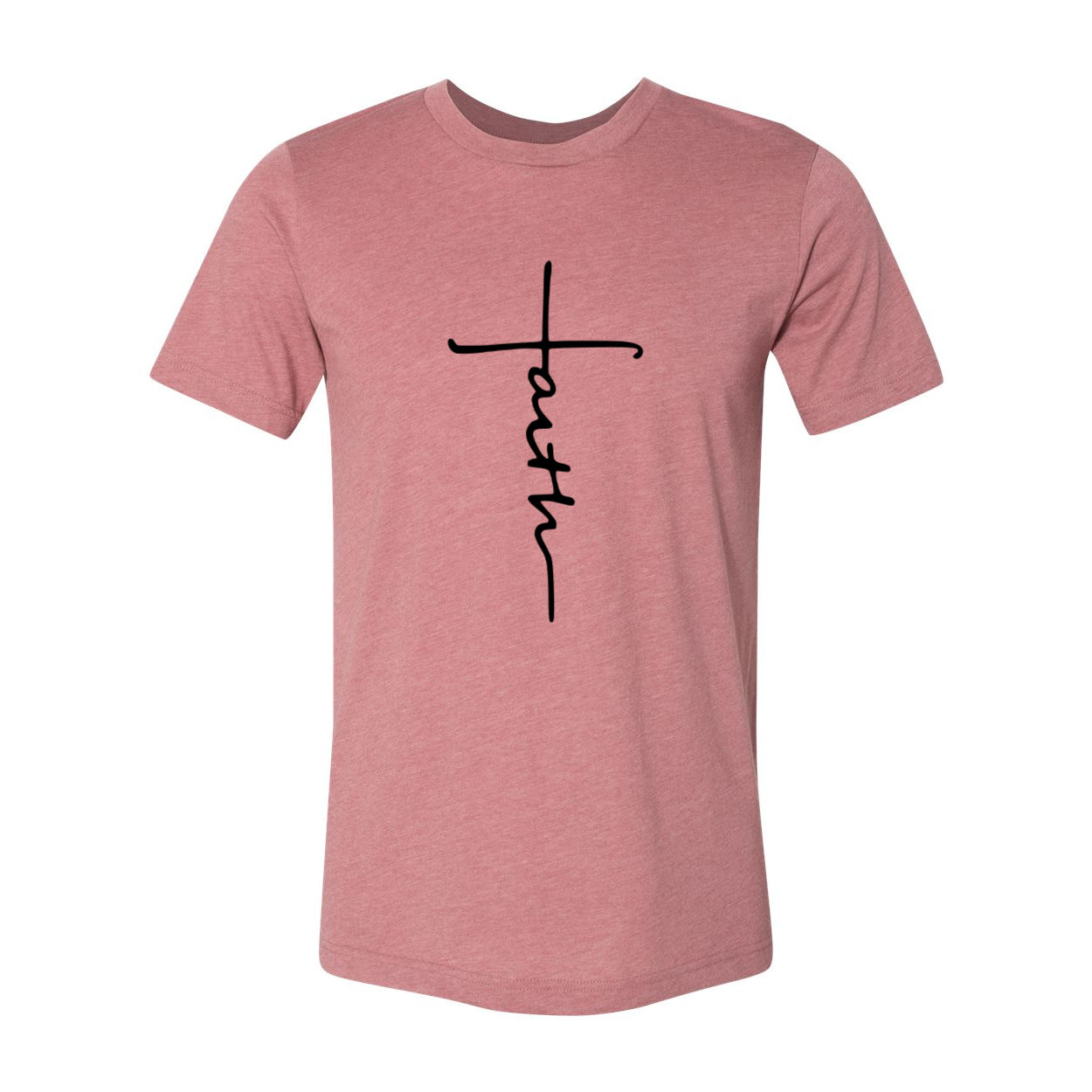 A stylish unisex Faith Shirt made from soft ring spun cotton, available in multiple colors and sizes, featuring a crew neck and short sleeves.