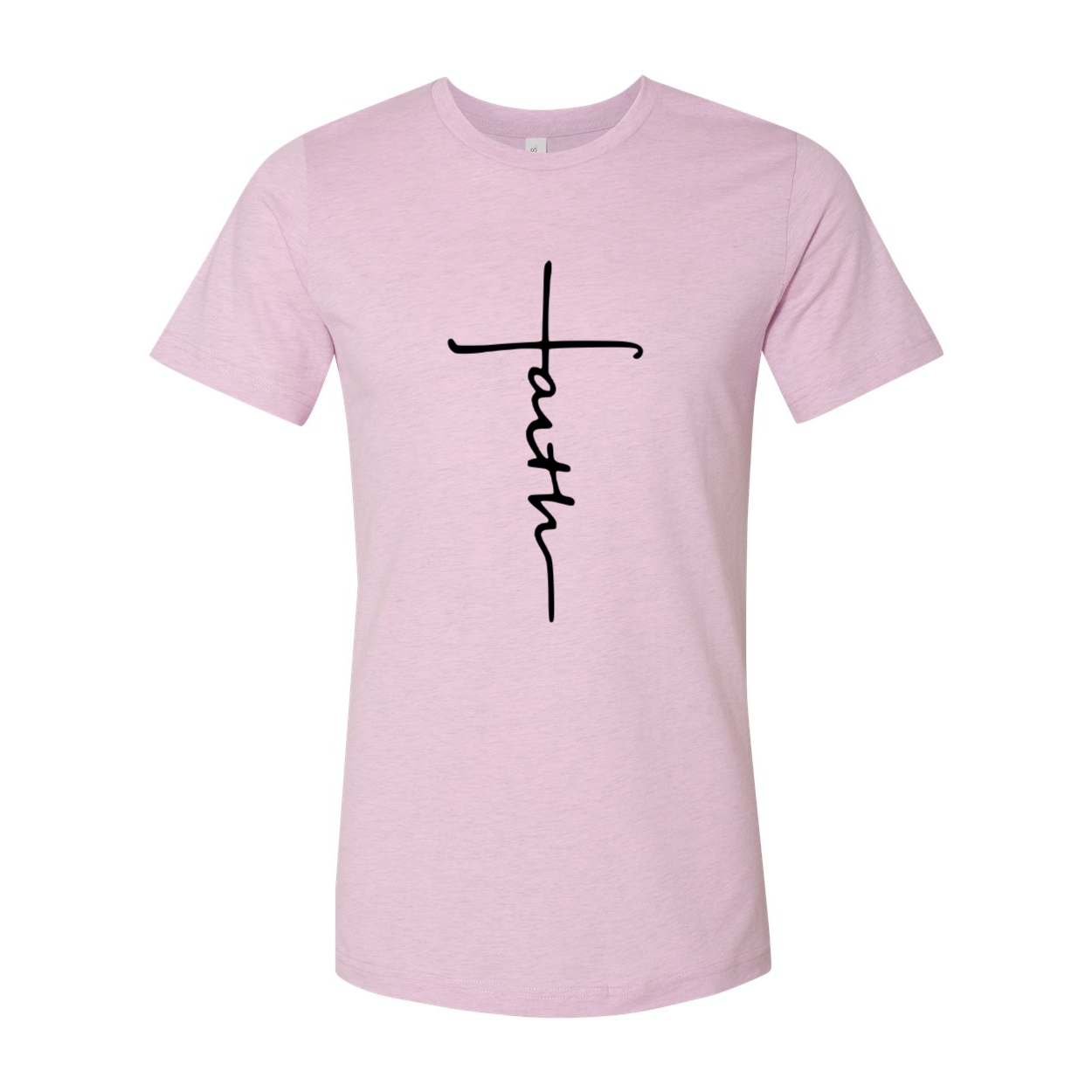 A stylish unisex Faith Shirt made from soft ring spun cotton, available in multiple colors and sizes, featuring a crew neck and short sleeves.