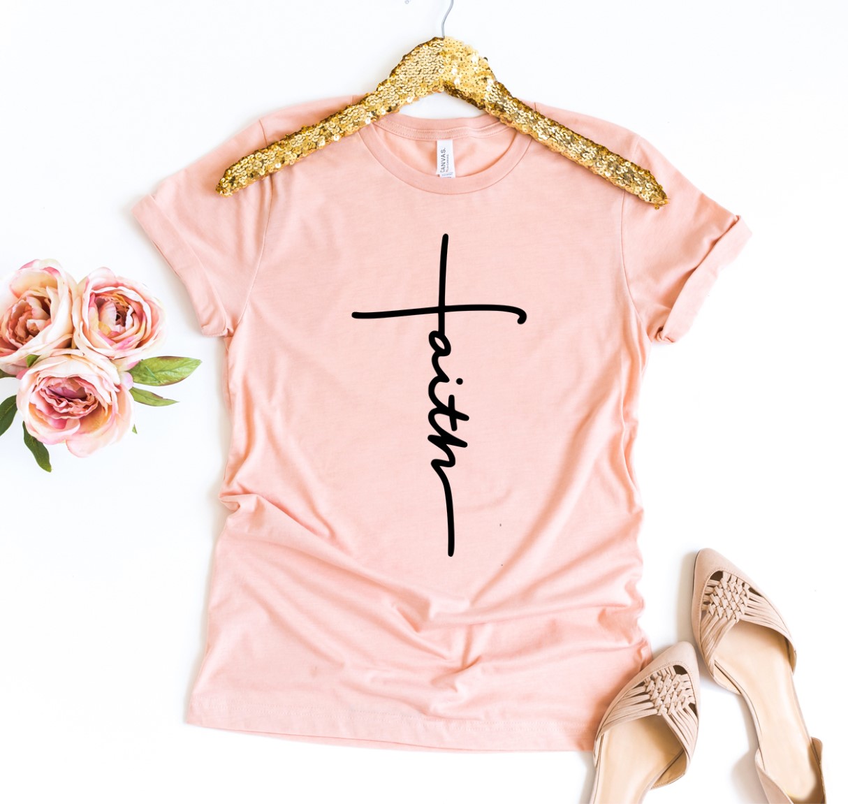 Faith T-shirt made of premium ring spun cotton with a stylish design and soft flex print.