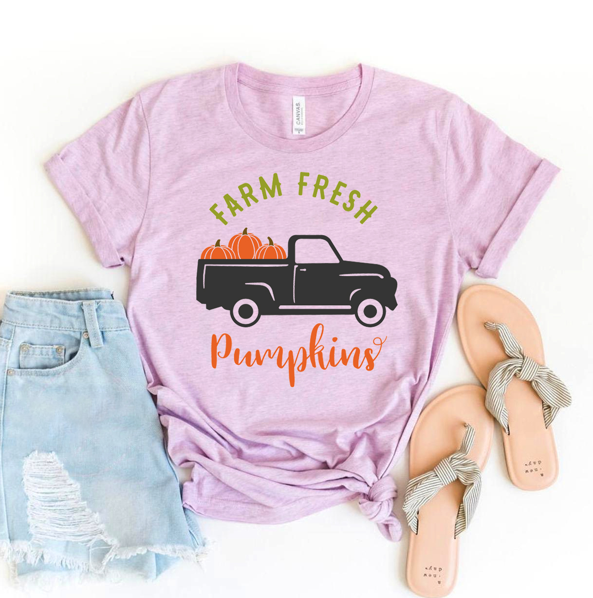 Farm Fresh Pumpkins T-shirt made of premium ring spun cotton with a vibrant pumpkin design.