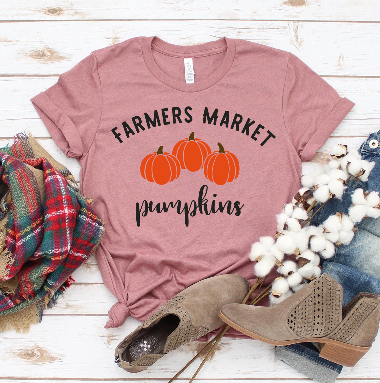 Farmers Market T-shirt made of premium ring spun cotton, featuring a soft textile flex print design in various sizes.