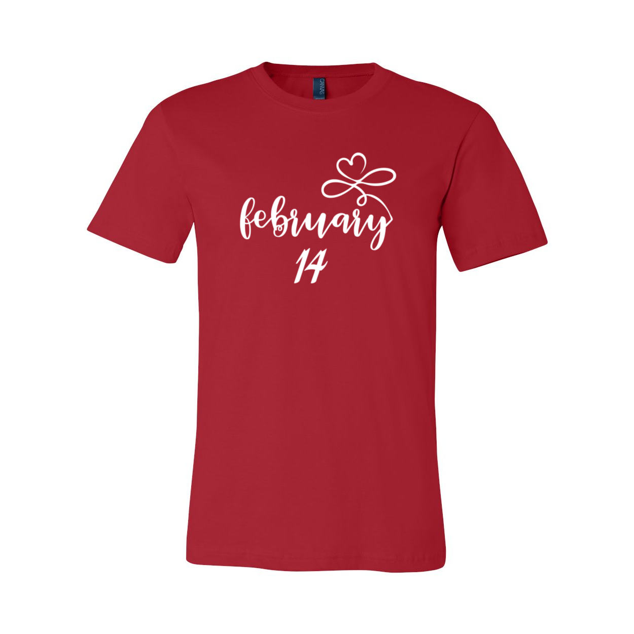 A stylish unisex February 14 Shirt made from soft ring spun cotton, available in various colors and sizes, perfect for Valentine's Day.