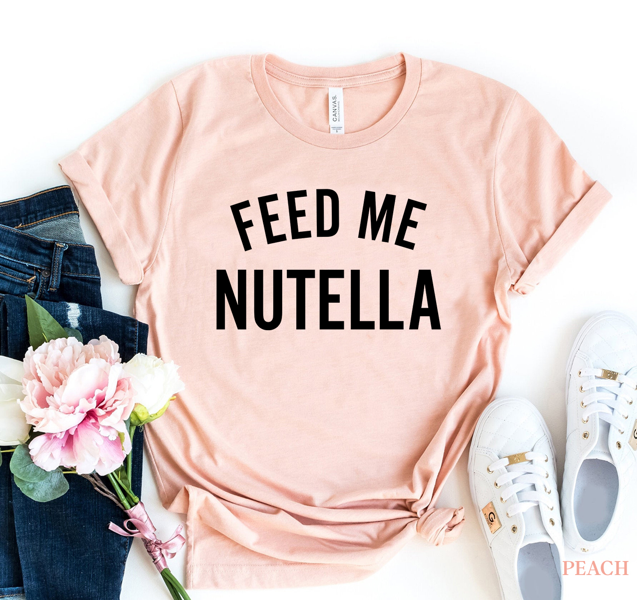 Feed Me Nutella T-shirt made of premium ring spun cotton with a stylish print.