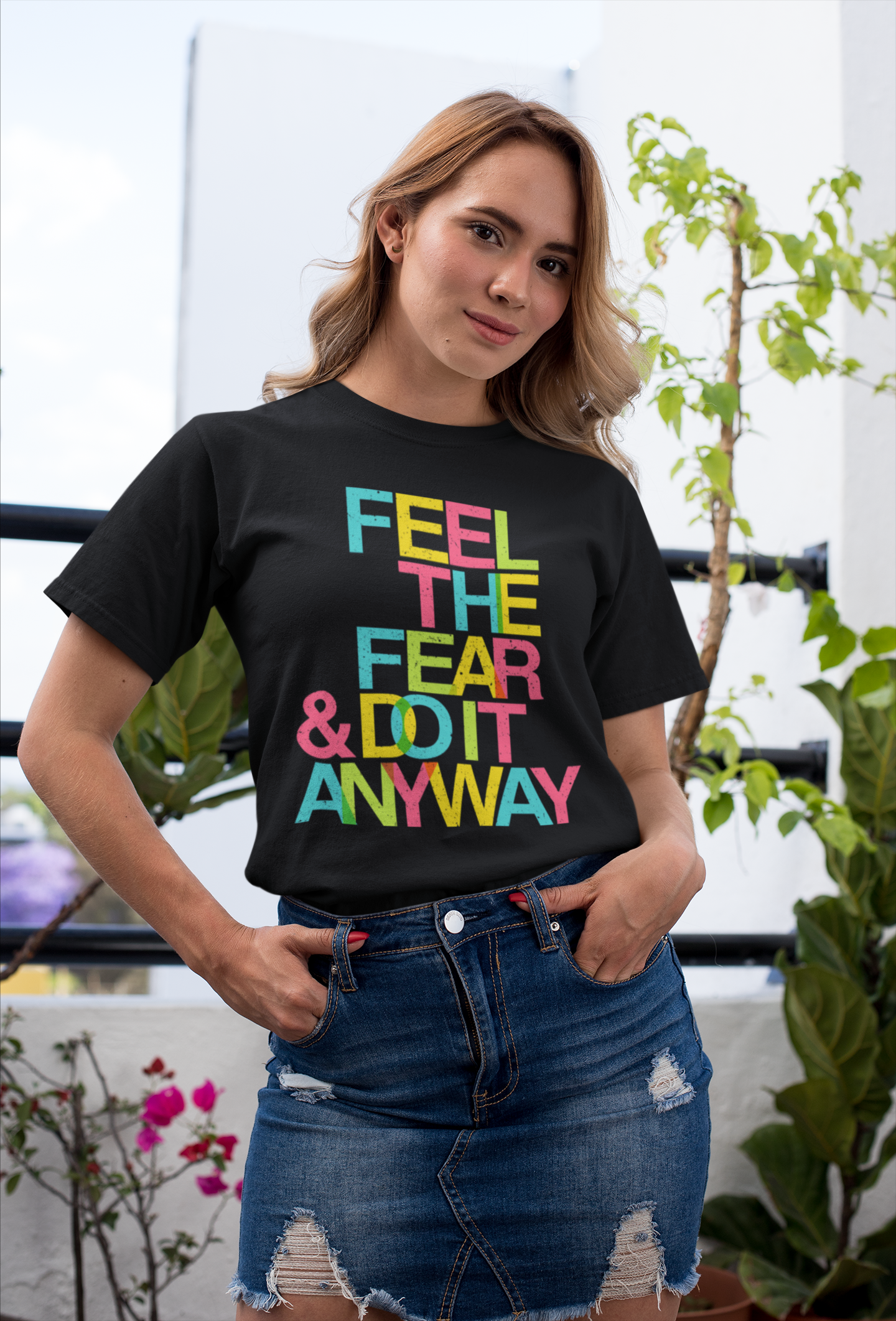 Feel The Fear Women T-shirt made from soft ringspun cotton, featuring unique artistic designs, perfect for casual wear.