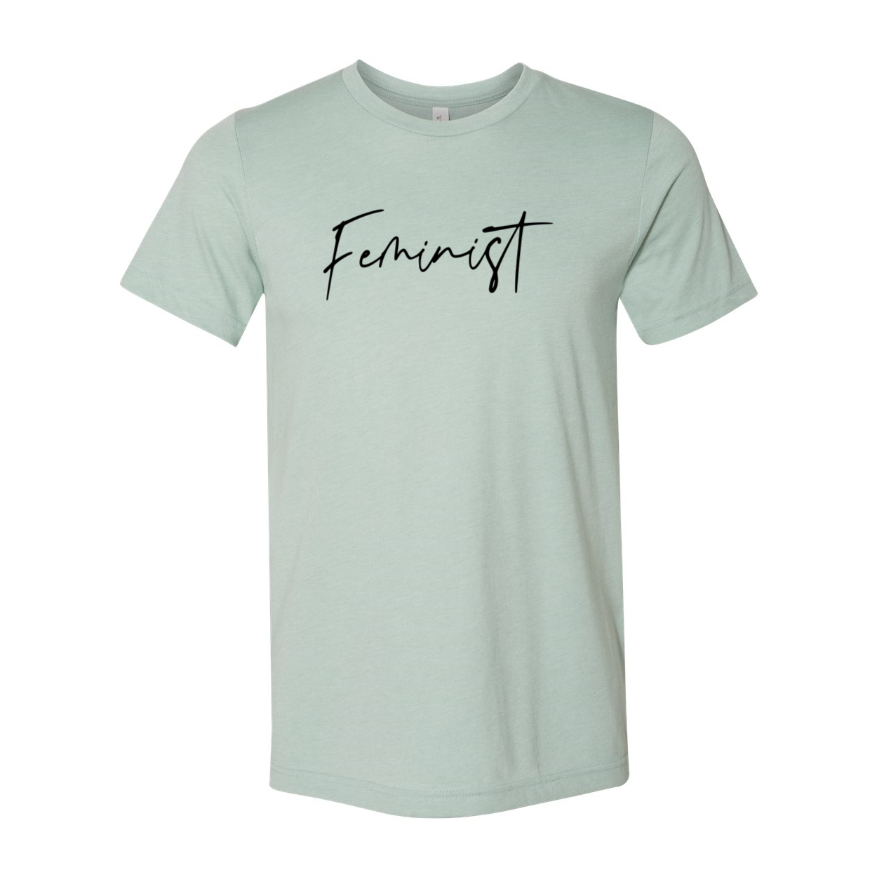 A stylish unisex Feminist Shirt made from soft ring spun cotton, available in various colors and sizes, featuring a classic crew neck design.