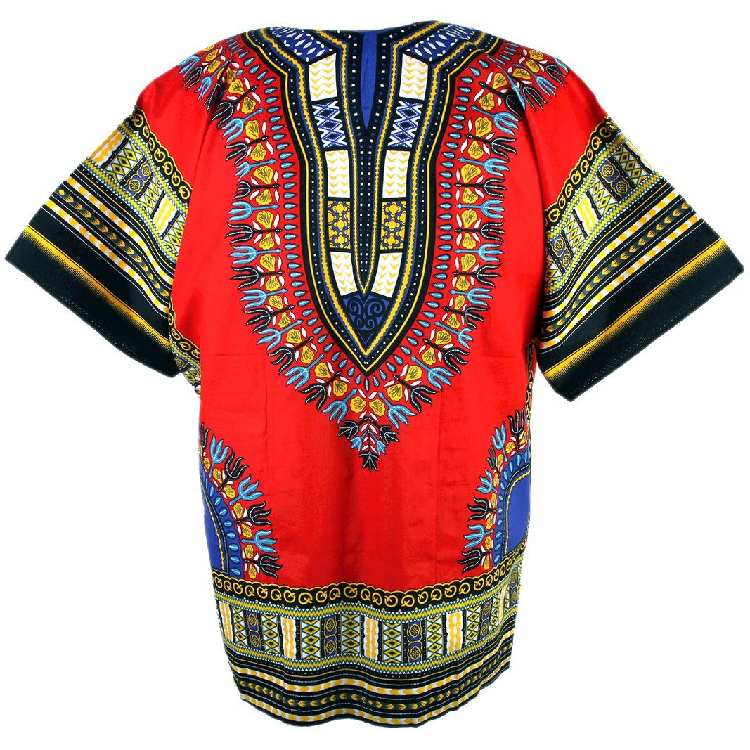 Festival African Dashiki Shirt made of 100% cotton, featuring a unique design that is identical on both sides, primarily in white color.