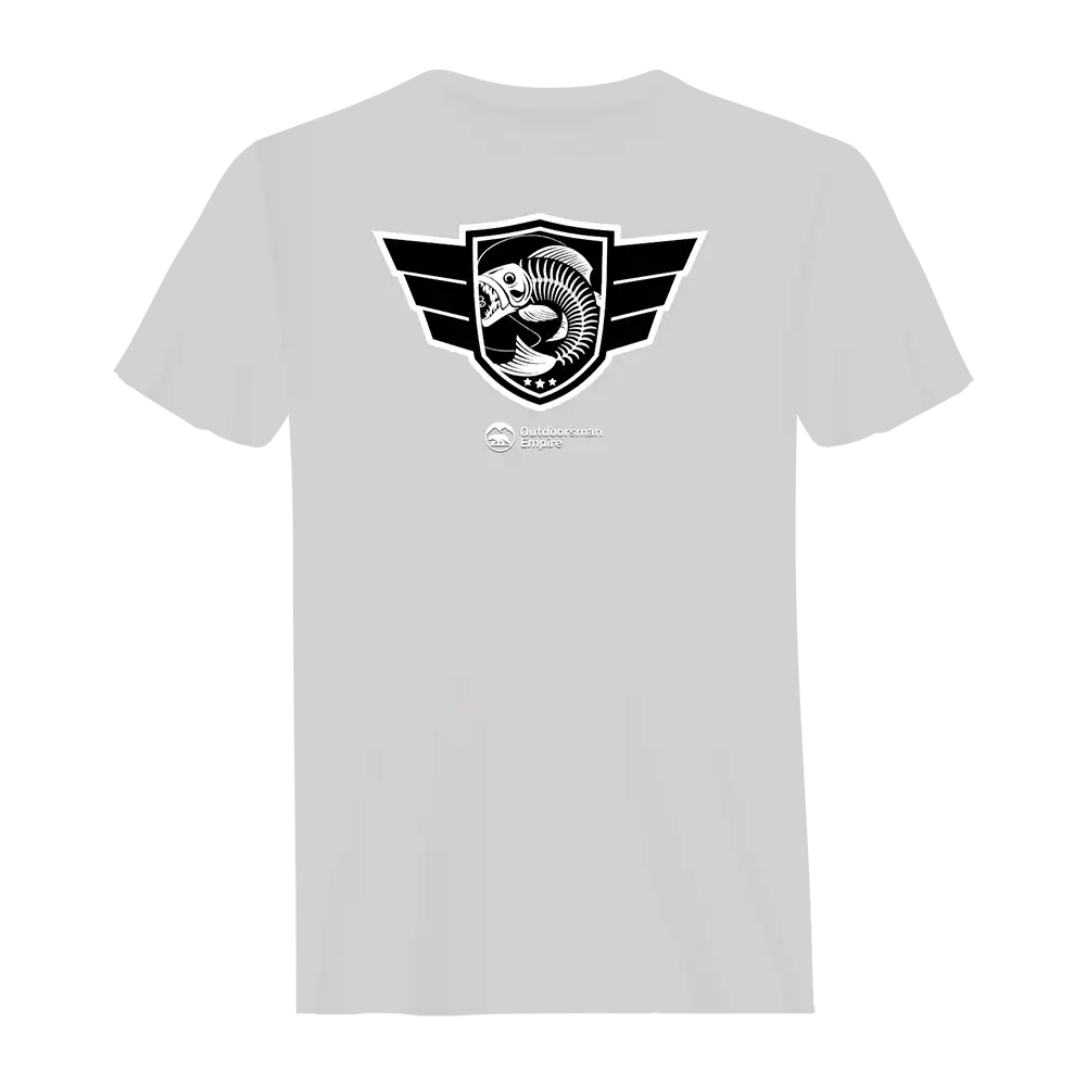 Fishing Air Force Man T-Shirt featuring a unique design, made from 100% Ringspun Cotton, perfect for fishing enthusiasts.