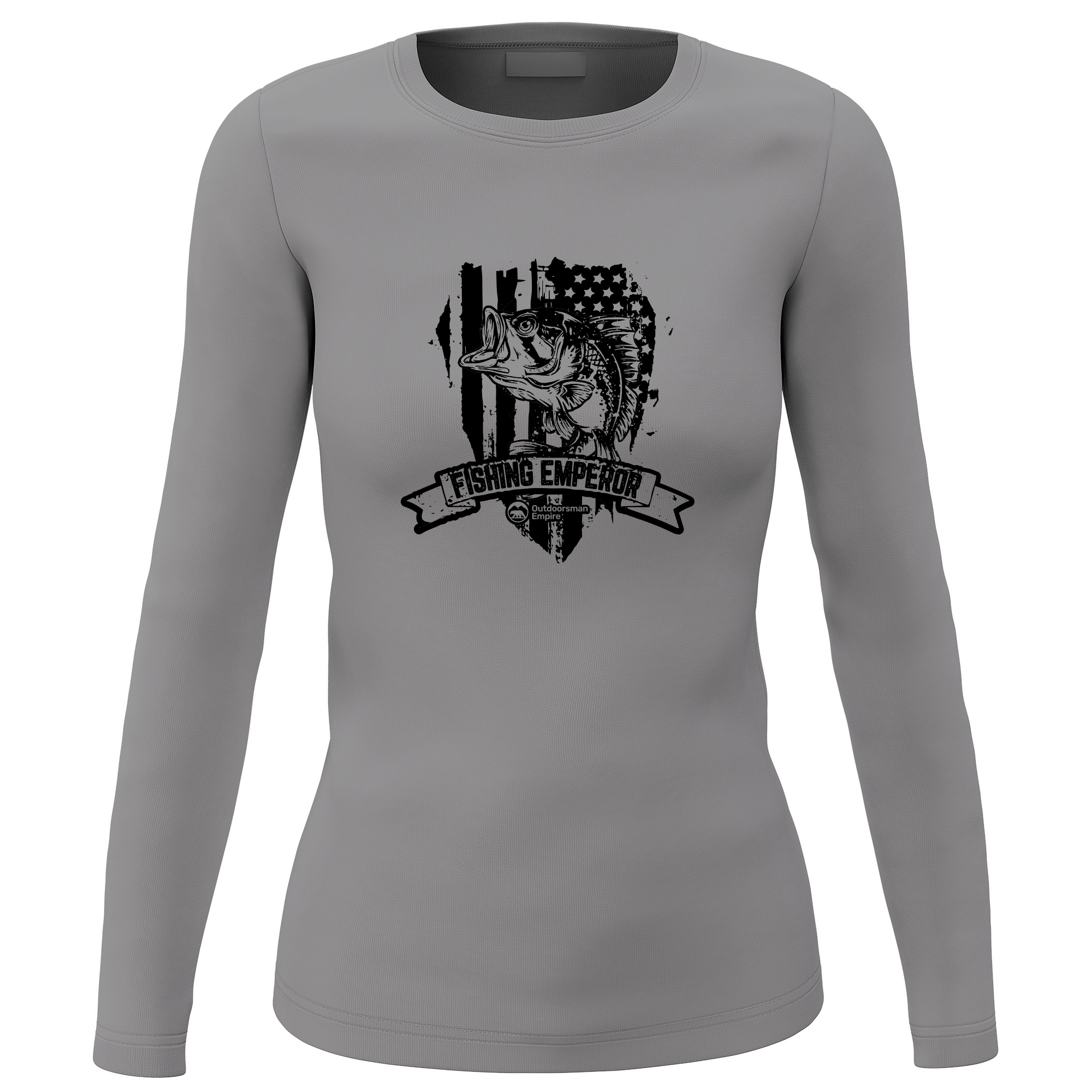 Fishing Emperor v3 Women Long Sleeve Shirt featuring unique all-over print design, soft brushed fleece interior, and classic midweight fabric.