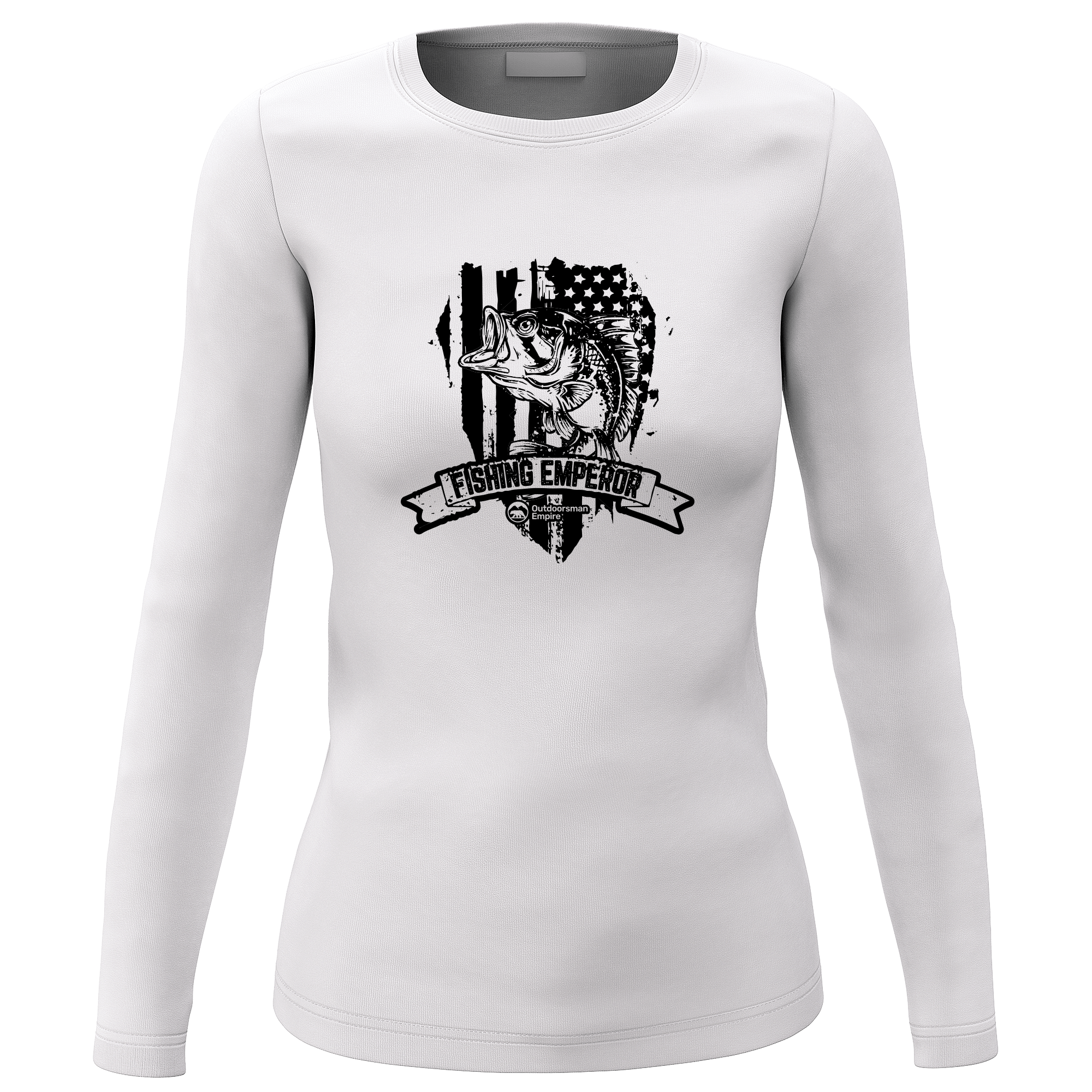 Fishing Emperor v3 Women Long Sleeve Shirt featuring unique all-over print design, soft brushed fleece interior, and classic midweight fabric.