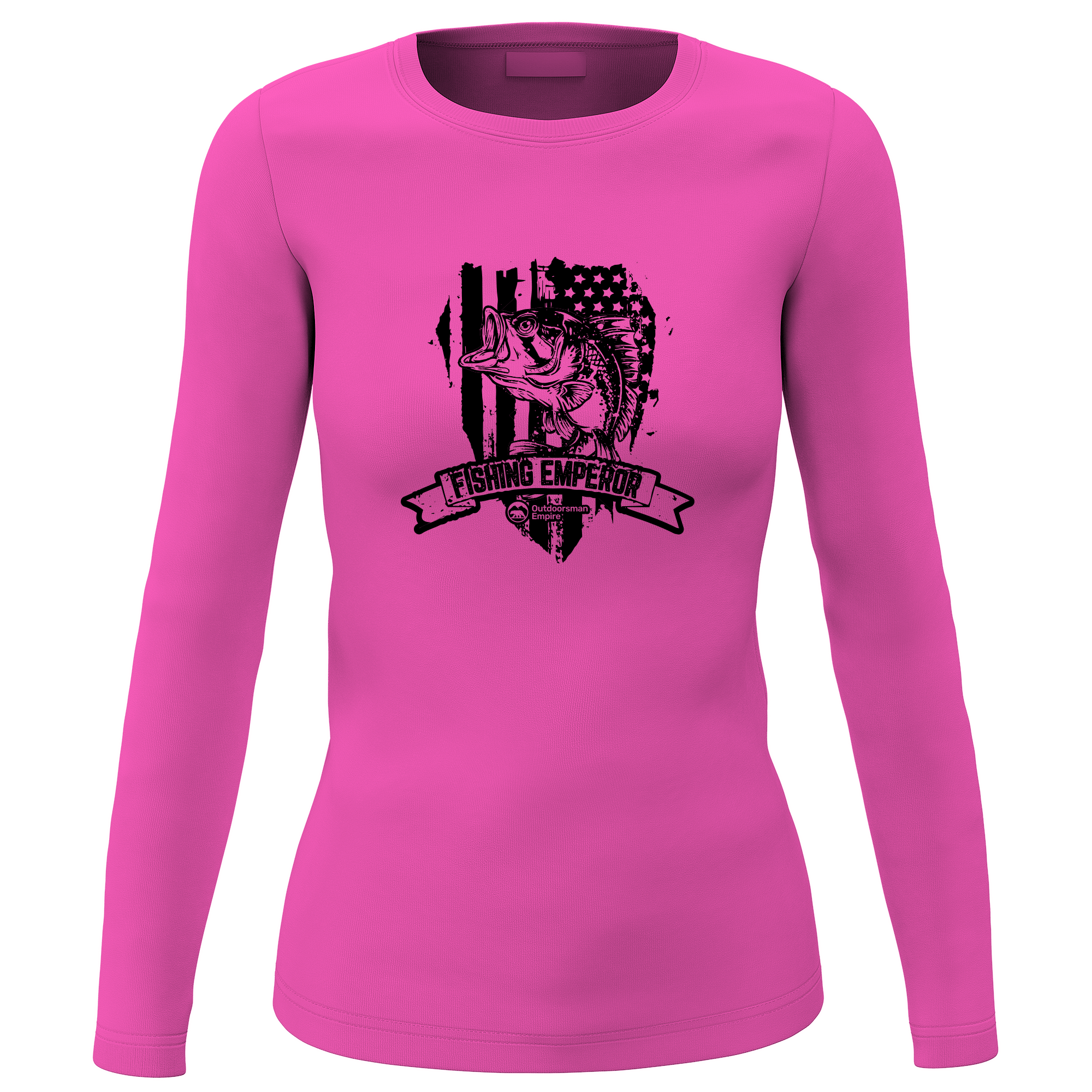 Fishing Emperor v3 Women Long Sleeve Shirt featuring unique all-over print design, soft brushed fleece interior, and classic midweight fabric.