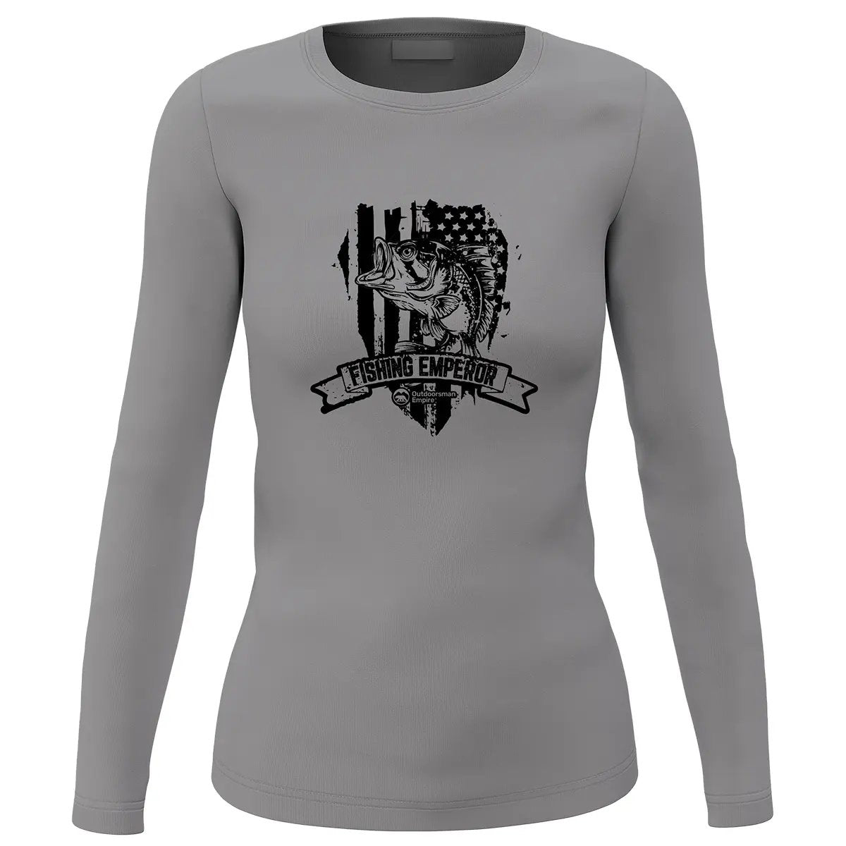 Fishing Emperor v3 Women Long Sleeve Shirt featuring unique all-over print design, soft brushed fleece interior, and classic midweight fabric.