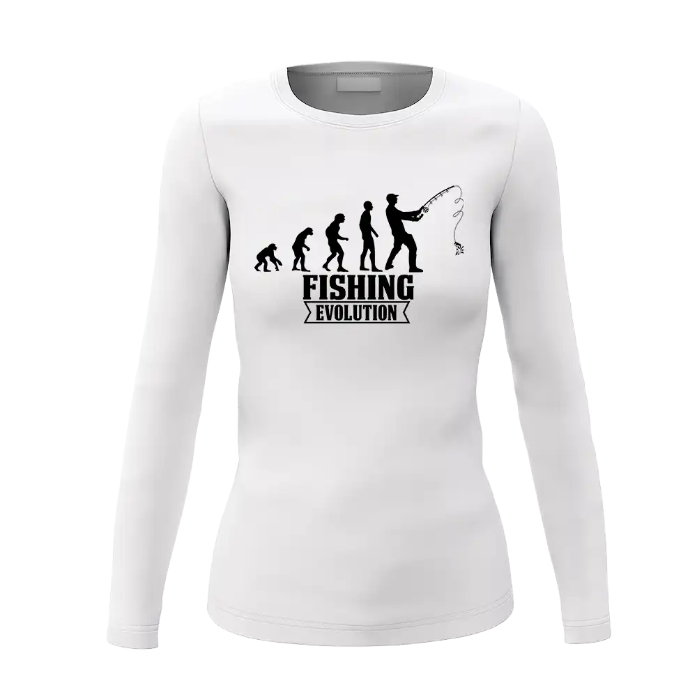 Fishing Evolution Women Long Sleeve Shirt featuring a stylish design, perfect for fishing enthusiasts, made from comfortable midweight fabric.