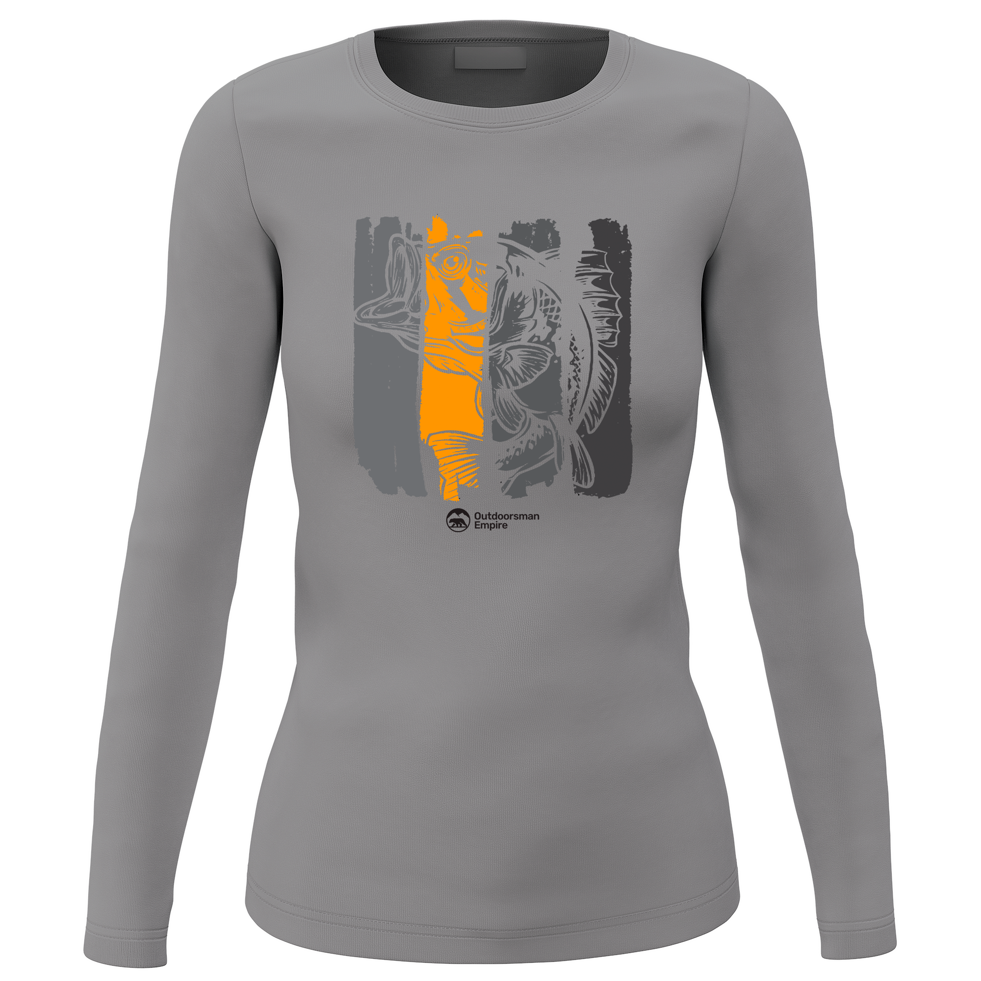 Fishing Grunge Bars' Long Sleeve sweatshirt for women featuring a unique all-over print design, soft brushed fleece interior, and classic midweight fabric.