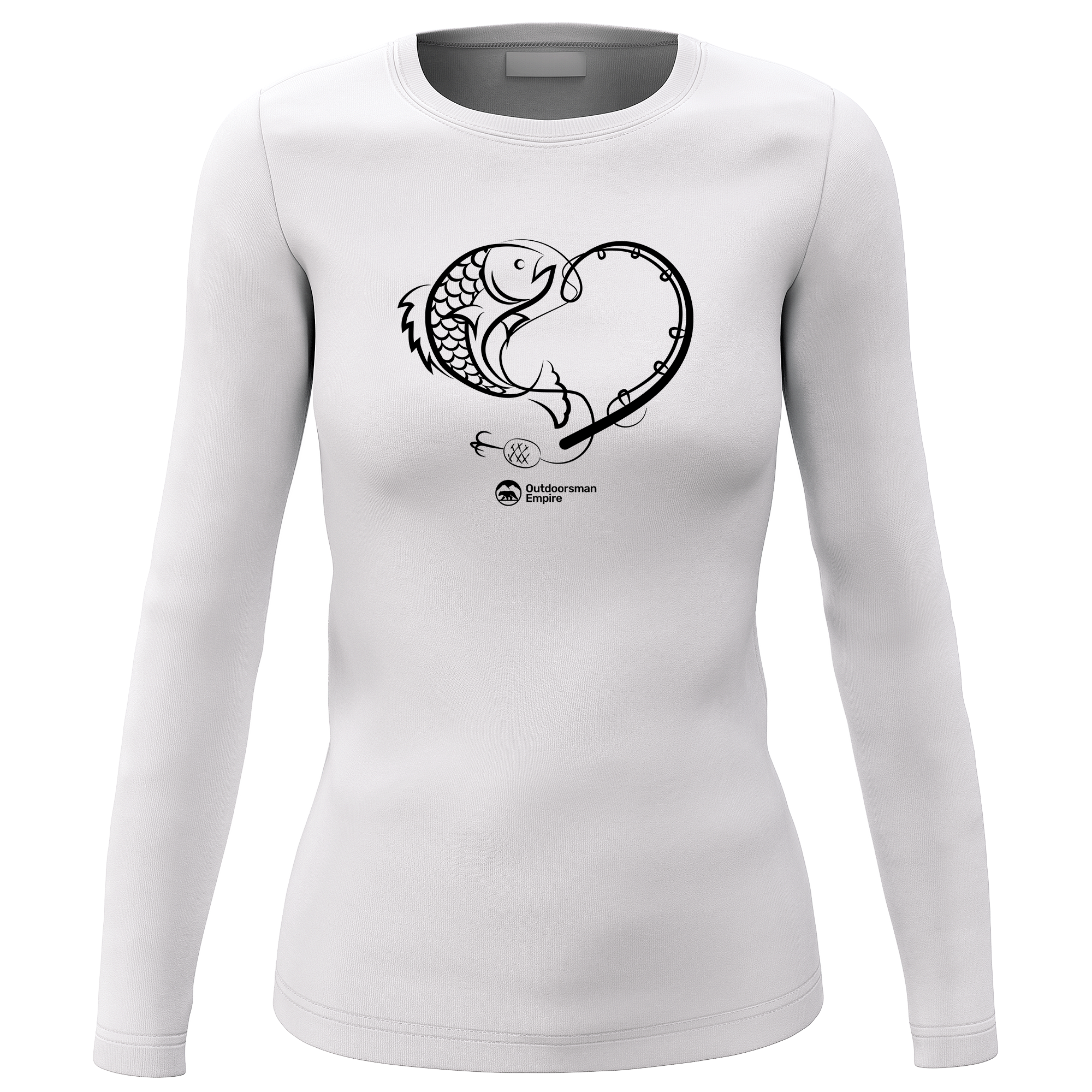 Fishing Heart' Long Sleeve sweatshirt for women featuring unique all-over print and soft fleece interior.